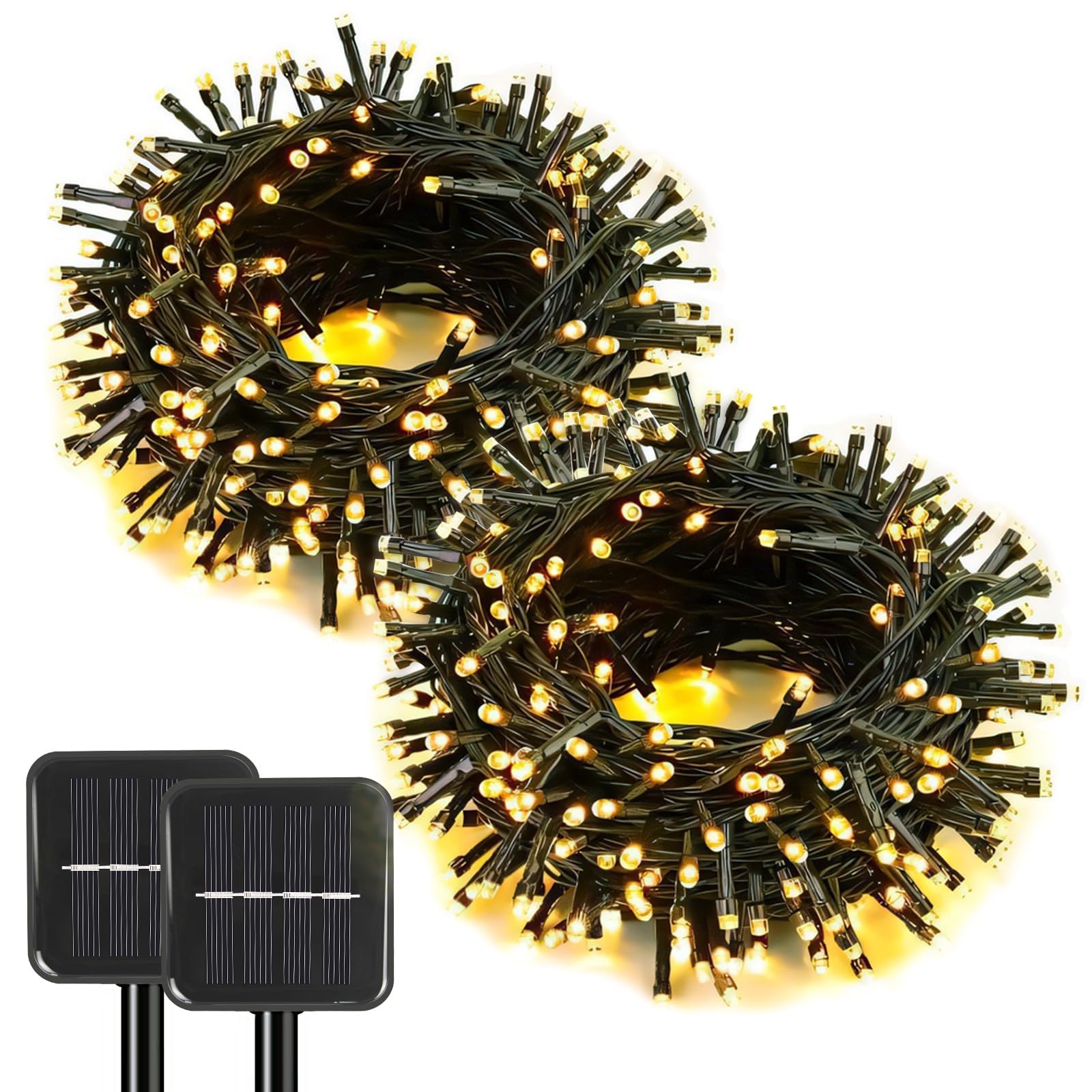 SyouHome 2 Pack Solar String Lights Outdoor, 200 LED Extra-Long 78 FT Solar Lights Outdoor with 8 Lighting Modes, IP65 Waterproo