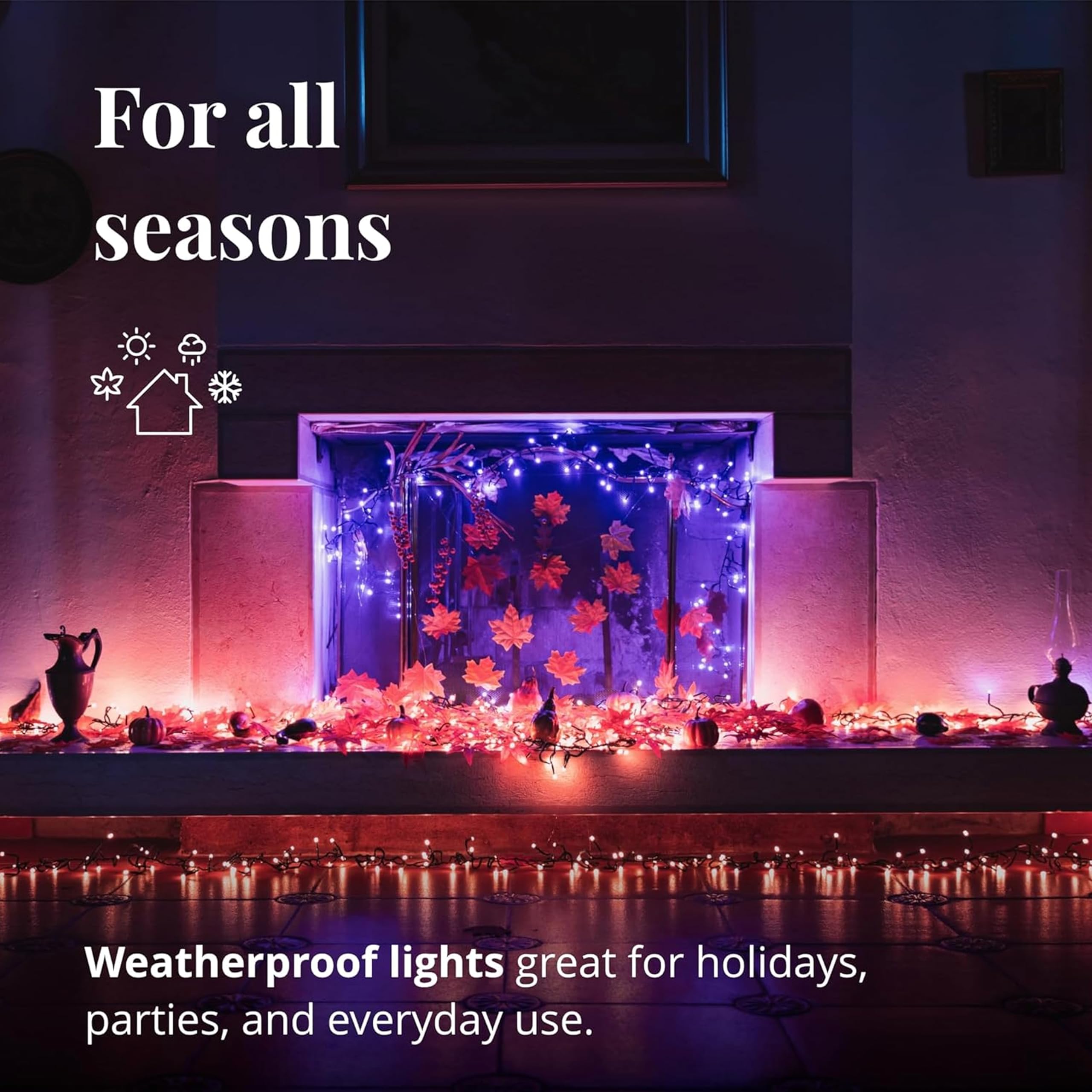 Twinkly RGB LED String Lights, 19.7ft, 400 Lights, Smart Home Compatible, IP44, Green Wire, Model TWC400STP-GUS