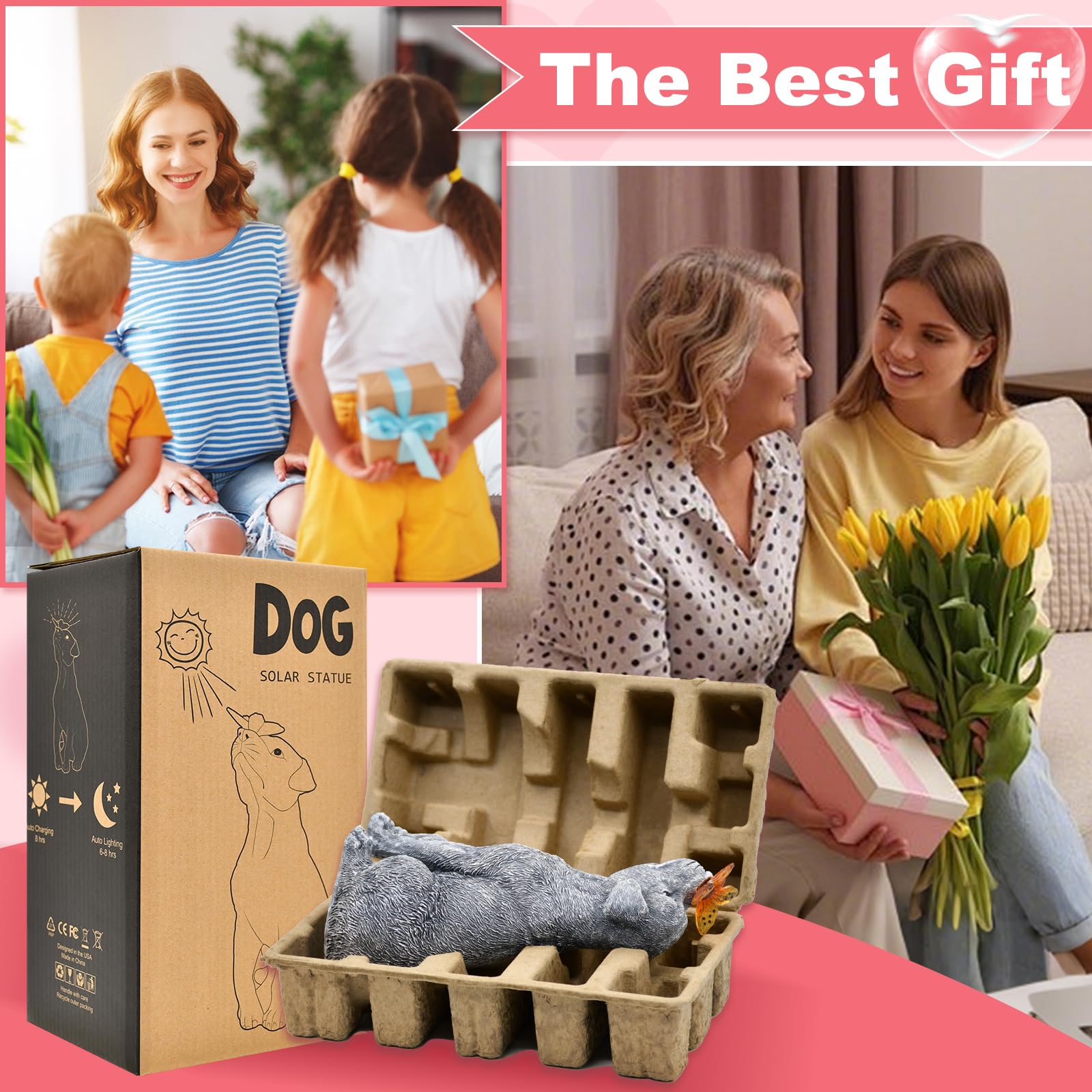 Fashionoda Solar Garden Statue Dog Figurine - Outdoor Decoration With Butterfly For Garden Yard Lawn Home Decor Outside : Unique