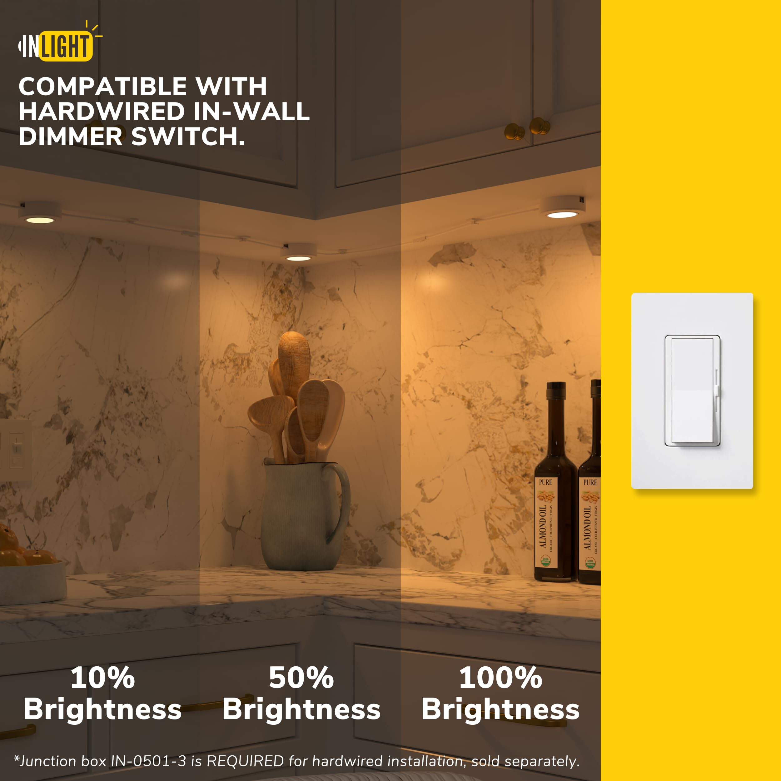 GETINLIGHT Swivel LED Puck Light Kit, Warm White 2700K, Brushed Nickel, Metal, Model IN-0107-1S-SN-27, 1-Puck