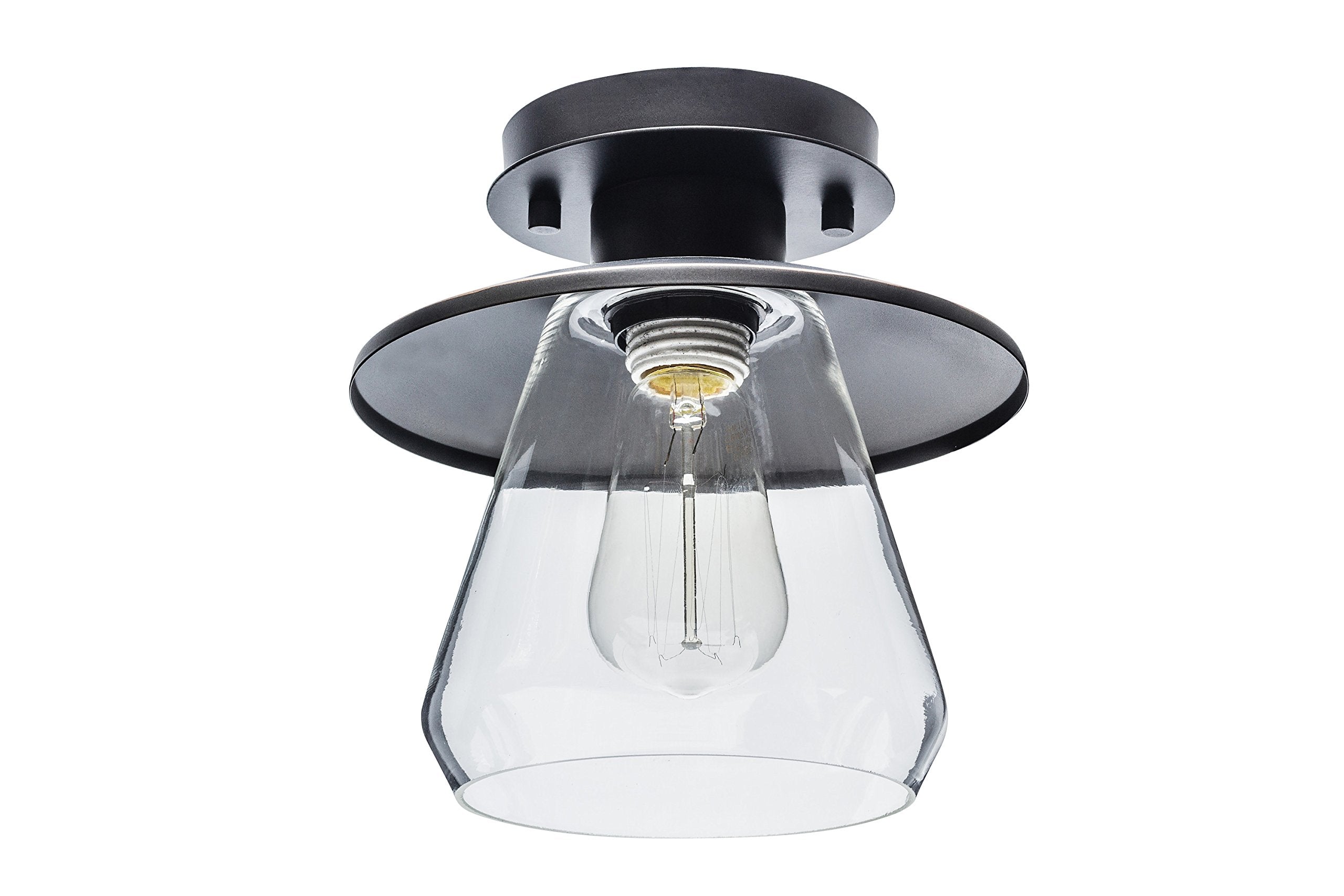 Globe Electric 64846 1-Light Semi-Flush Mount Ceiling Light, Oil Rubbed Bronze, Clear Glass Shade, Ceiling Light Fixture, Bedroo