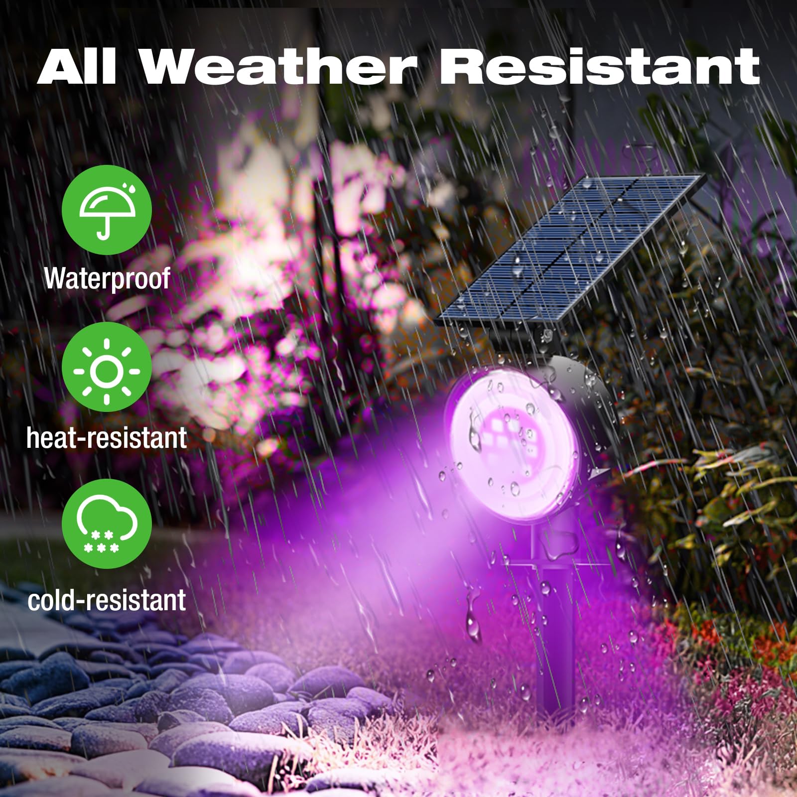 Nipify 8 Pack Solar Spot Lights Outdoor Waterproof  Solar Spotlight Light For Outside Yard Landscape Lighting Pathway Lights Wall Auto On/Off  Rgb