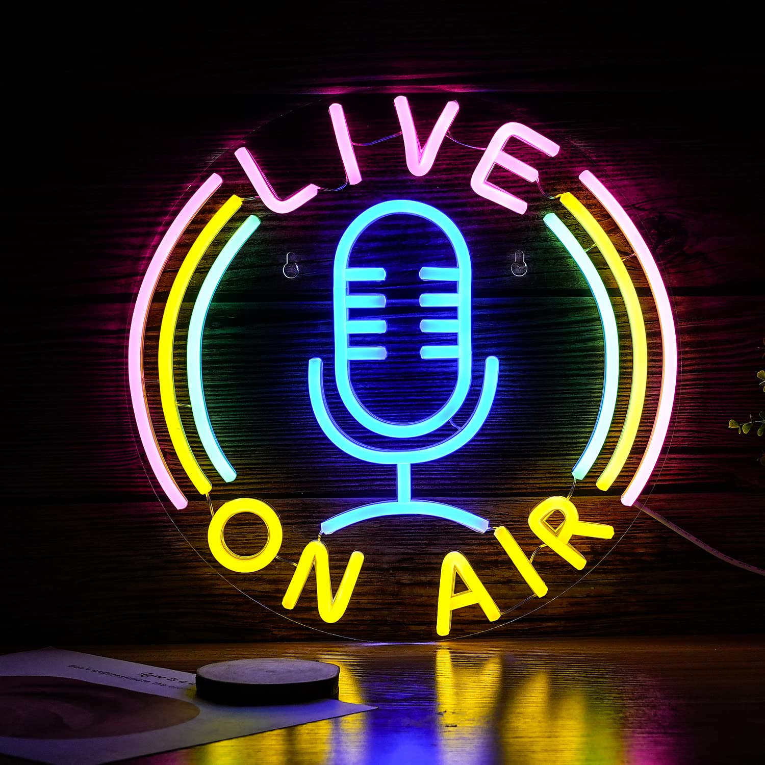 LISIGNVE Live On Air Neon Sign LED Wall Decor USB Powered 12.8inx12.8in Multicolored