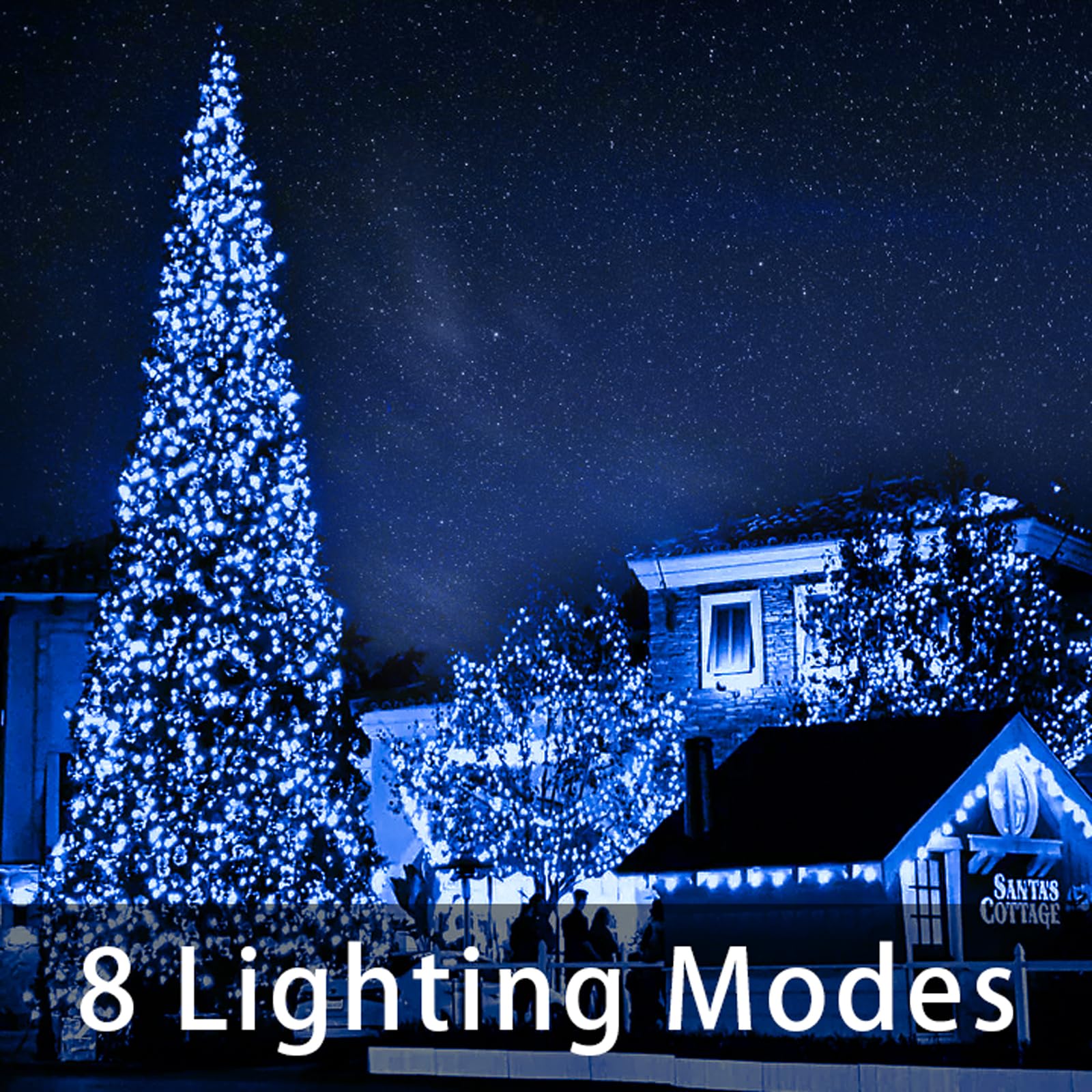 Jxledayy 200Ft 500 Led Blue Christmas Lights - Waterproof Fairy String Lights With Timer