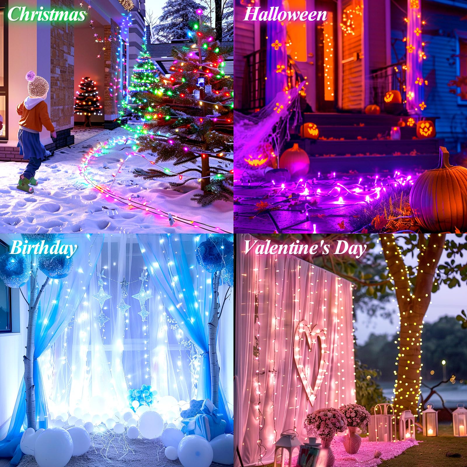 Lithome Color Changing Christmas String Lights  35 Colors 66Ft 200 Led Christmas Lights Outdoor With Remote  Connectable Plug In Rgb String Light For Xmas Tree Indoor Outside Party Holiday Decoration