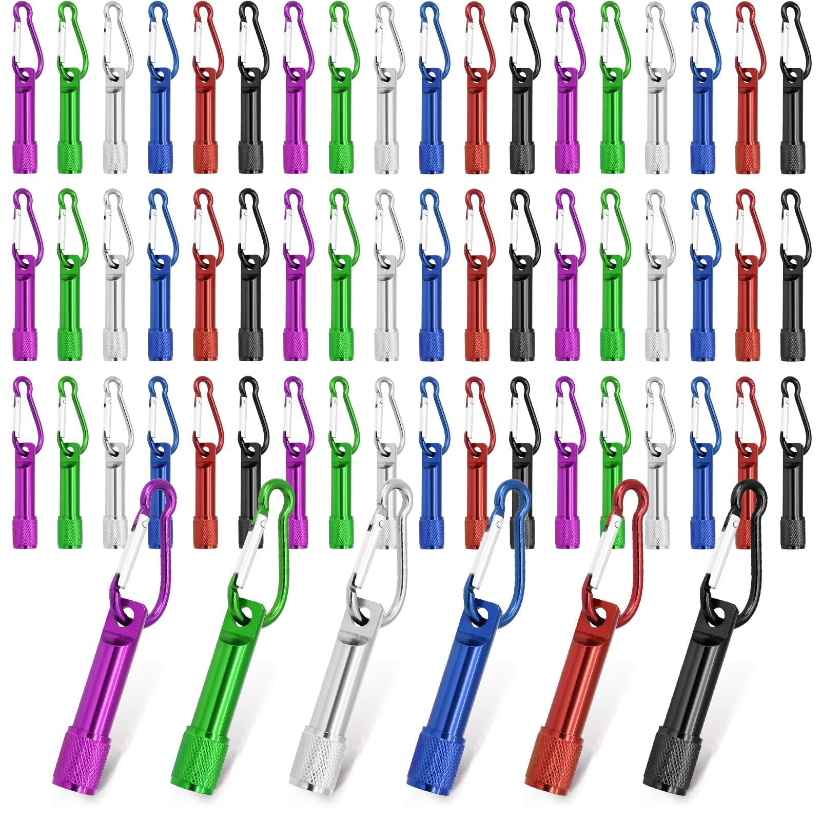 CZBRO 60 Pack Mini Keychain Flashlights Bulk  Ultra-Bright LED Metal Carabiner Clip Lights Compact Emergency Lights for Camping  Hiking  Cycling  Survival Kits(60)