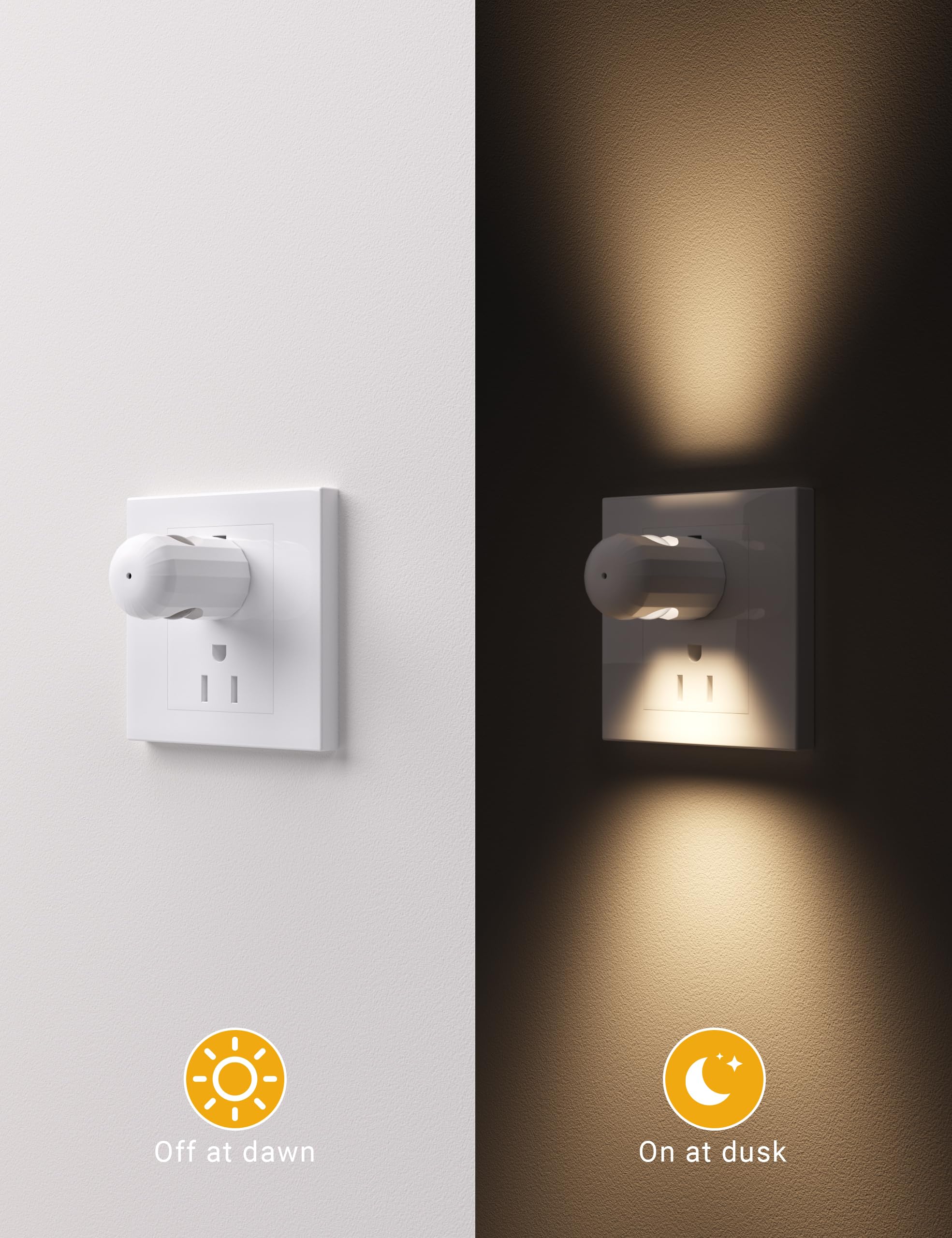 GEPLAD 6-Pack LED Night Light, 2700K Warm White, Plug-in Ambient Lighting for Bedroom, Bathroom, Nursery, Hallway, Kitchen