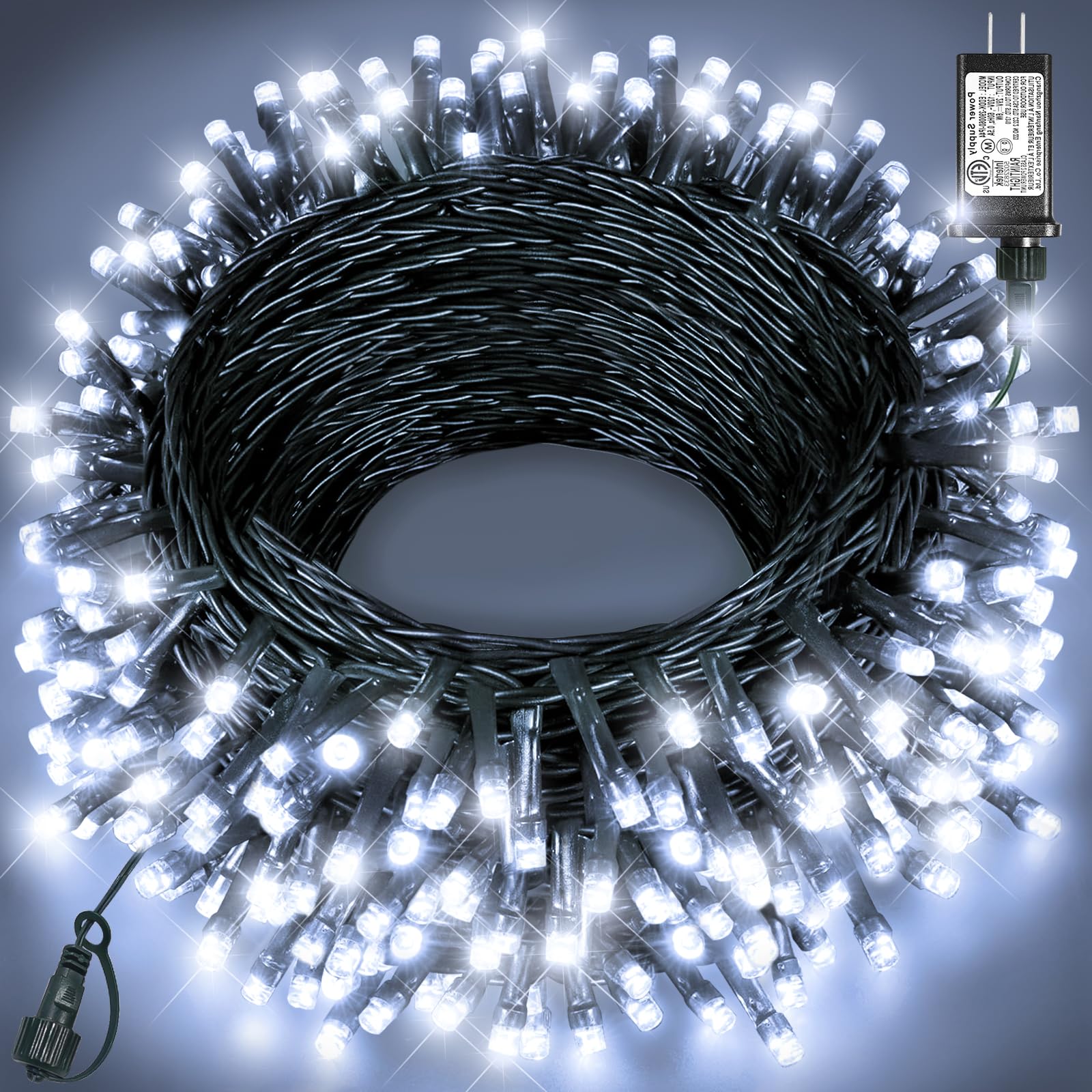 Xmasbokeh White Christmas Lights Outdoor  80Ft 240 Led Christmas Tree Lights Waterproof Plug In  8 Modes Connectable Christmas Decorations Green Wire For Indoor Patio Tree Garden Holiday
