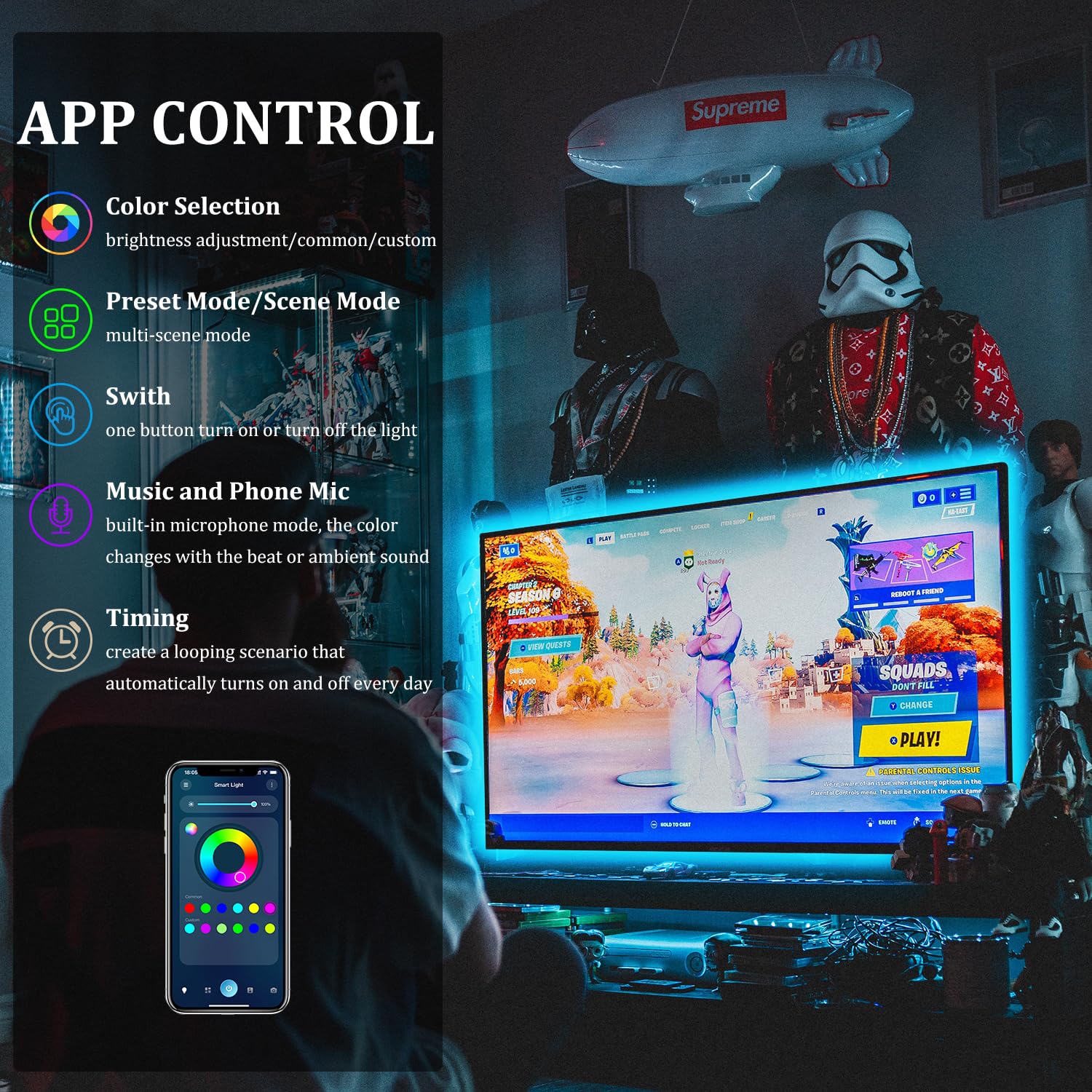 Daybetter Tv Led Backlights, 8.2Ft Tv Light Strip For 32Inch Tv Led Strip Lights Usb With Remote, Led Lights Music Sync Rgb For