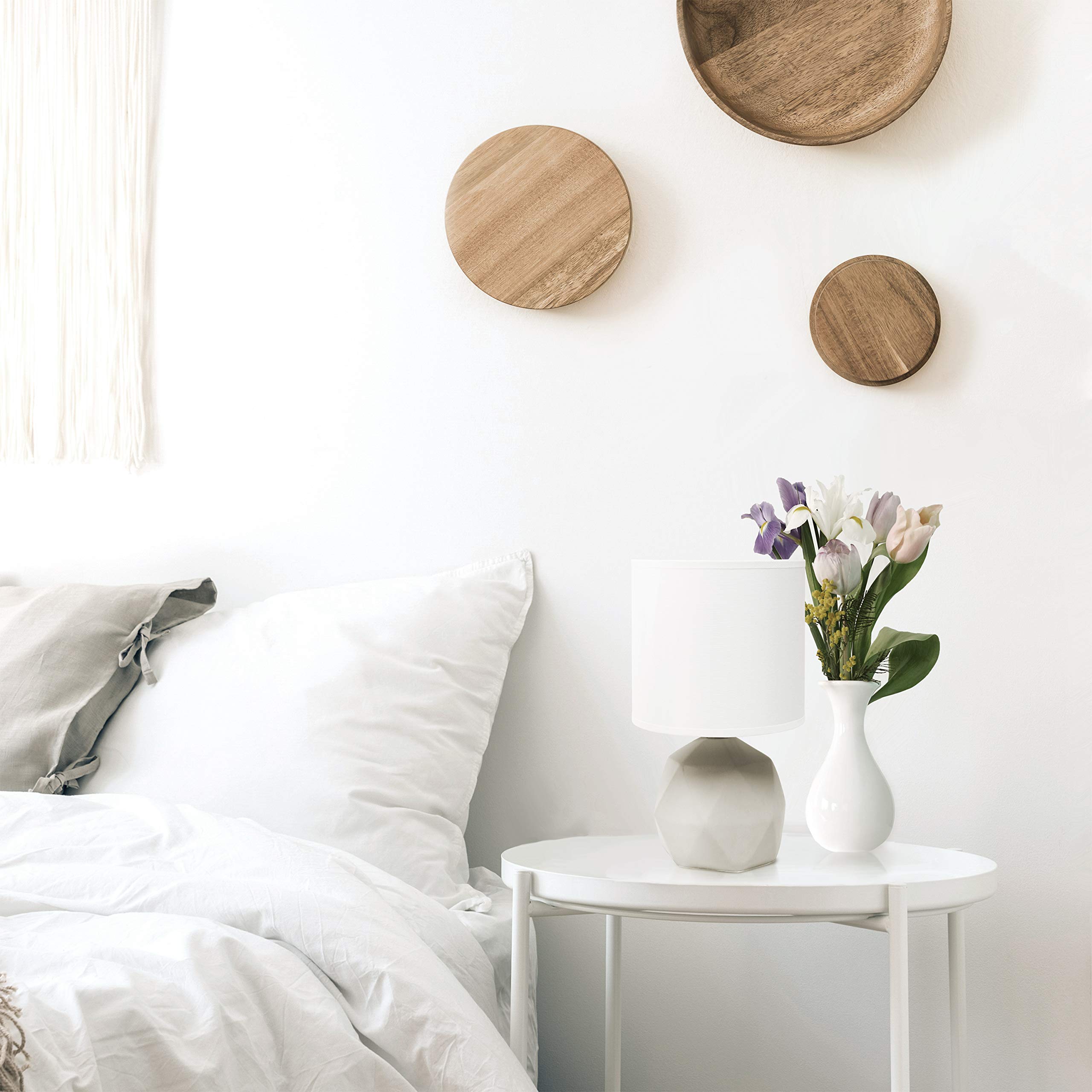 Simple Designs Lt2060-Wht Geometric Concrete Table Lamp, White