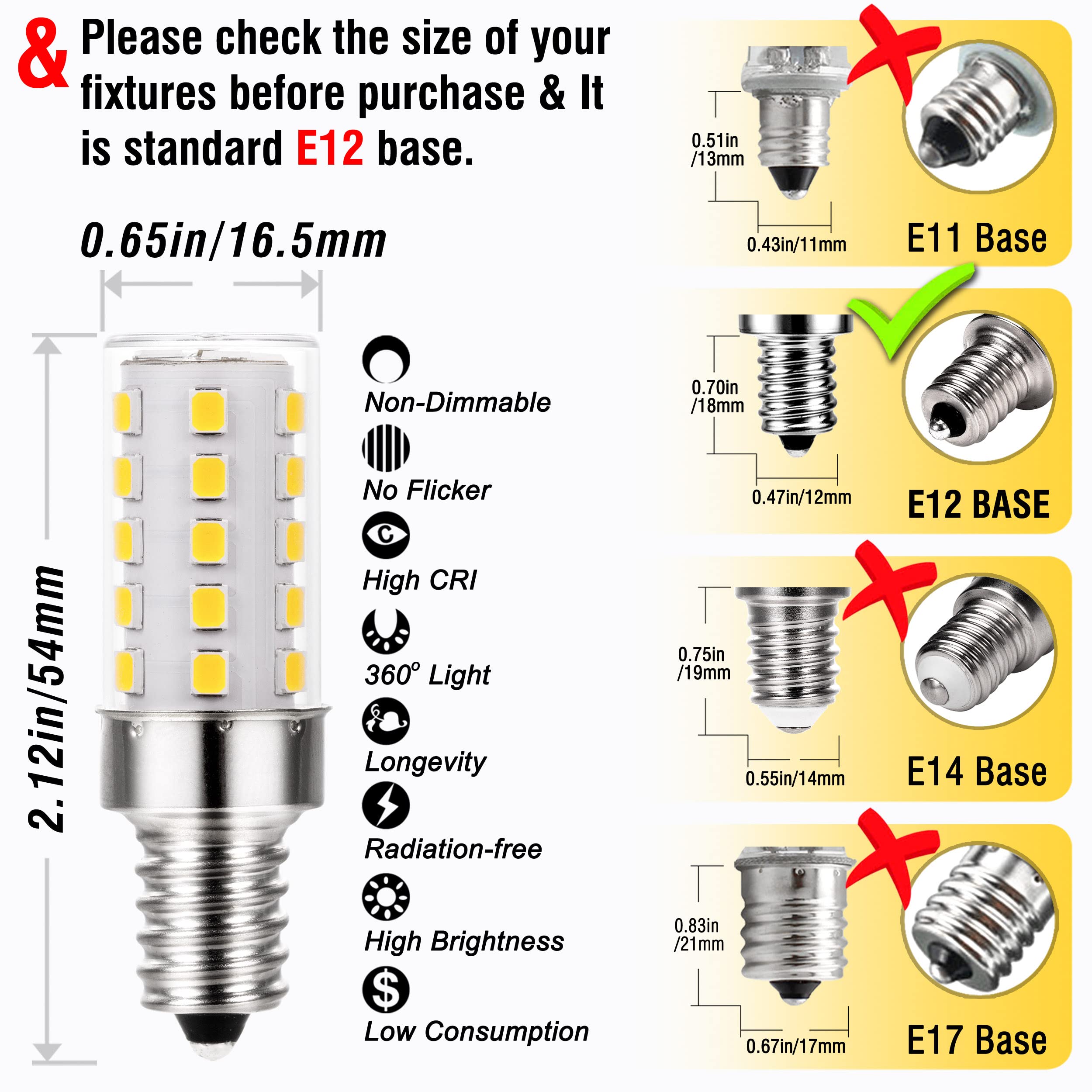 ALIDE E12 LED Candelabra Bulbs 40W Replacement, 4000K Natural White, 4W, Non-Dimmable, 8-Pack, Model ALDE124