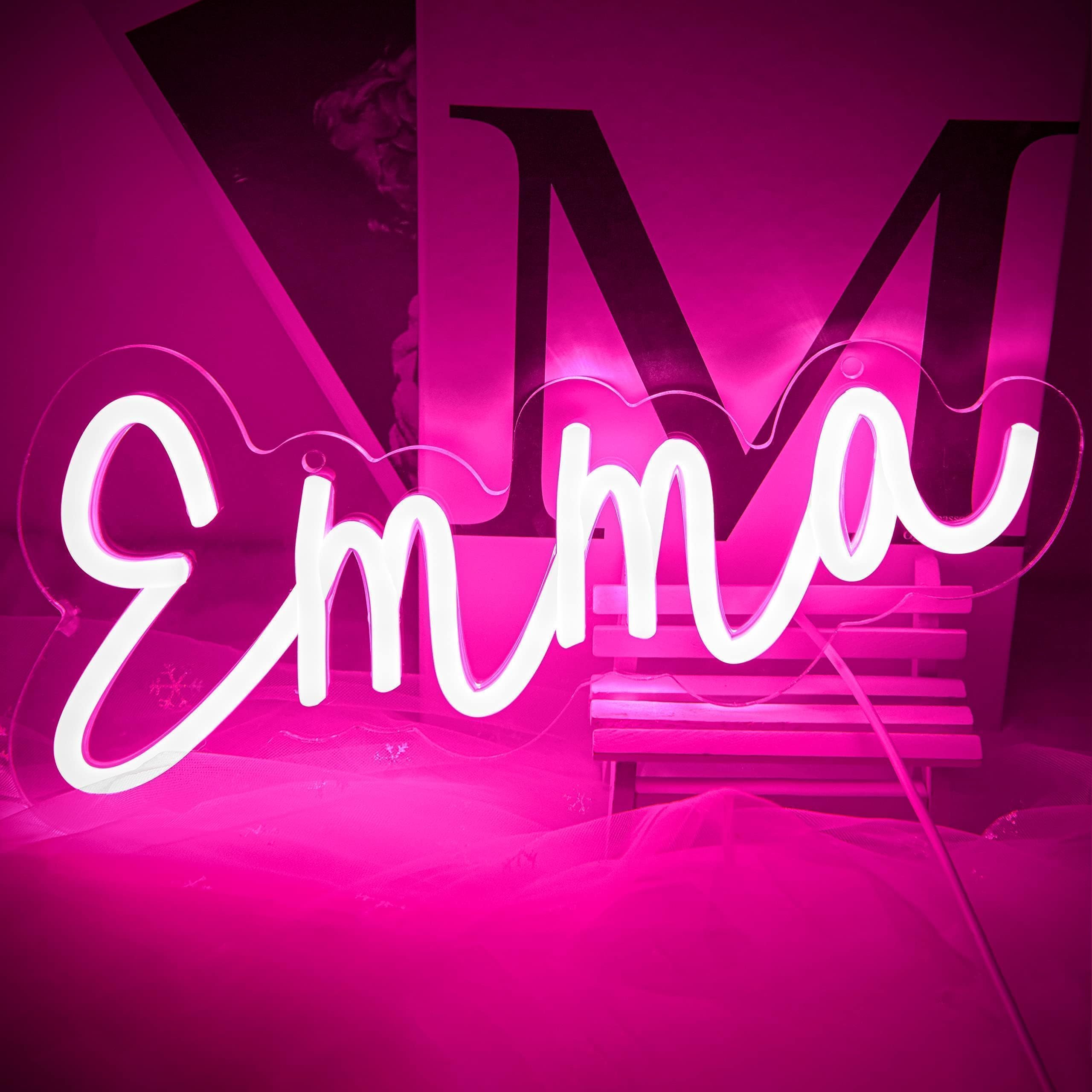 attneon Emma Neon Sign - LED Wall Decor Light, 11.8x5.1 inches, Pink, Model JTLD400