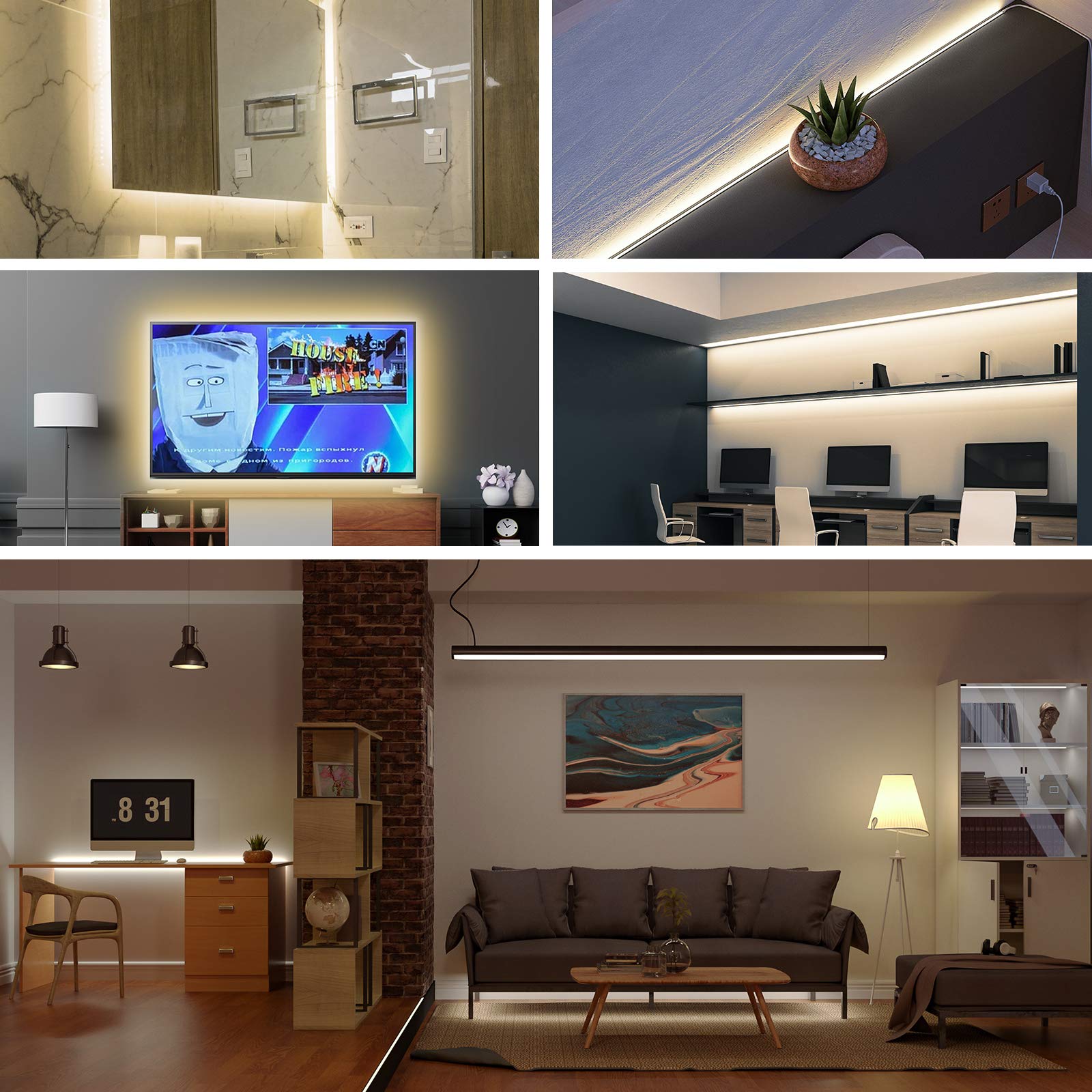 Btf-Lighting Fcob Usb Powered Natural White 4000K Cob Led Strip Lights 6.56Ft 640Leds 5V 8Mm Width 90+ High Cri Ultra Bright Flexible Light For 3D Printer Tv Backlight Display Cabinet Pc Diy Decor