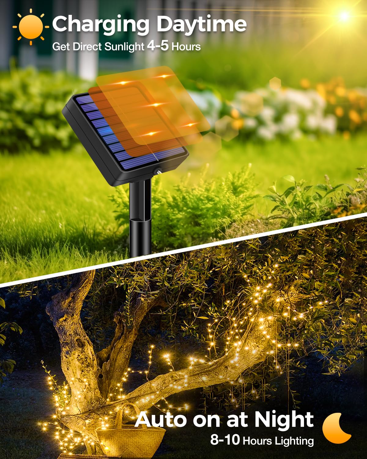Bitjam 3 Pack Solar Fairy Lights For Outside Waterproof  Total 147Ft 450 Led Solar String Lights Outdoor 8 Modes Solar Twinkle Lights For Garden Yard Christmas Tree Wedding Party Decor  Warm White