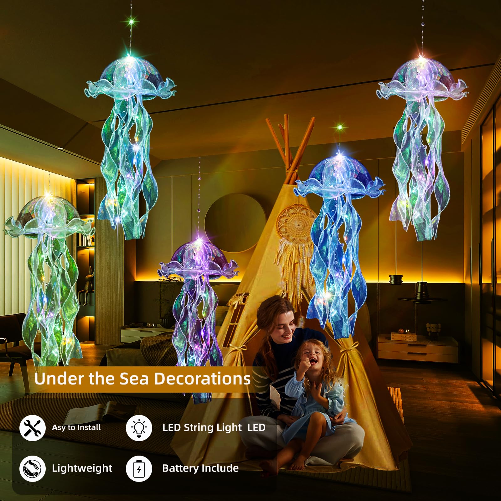 Awatin Jellyfish Decor, 10 Pcs Jellyfish Lanterns - Hanging Jelly Fish Decoration For Mermaid Theme Party & Under The Sea Party