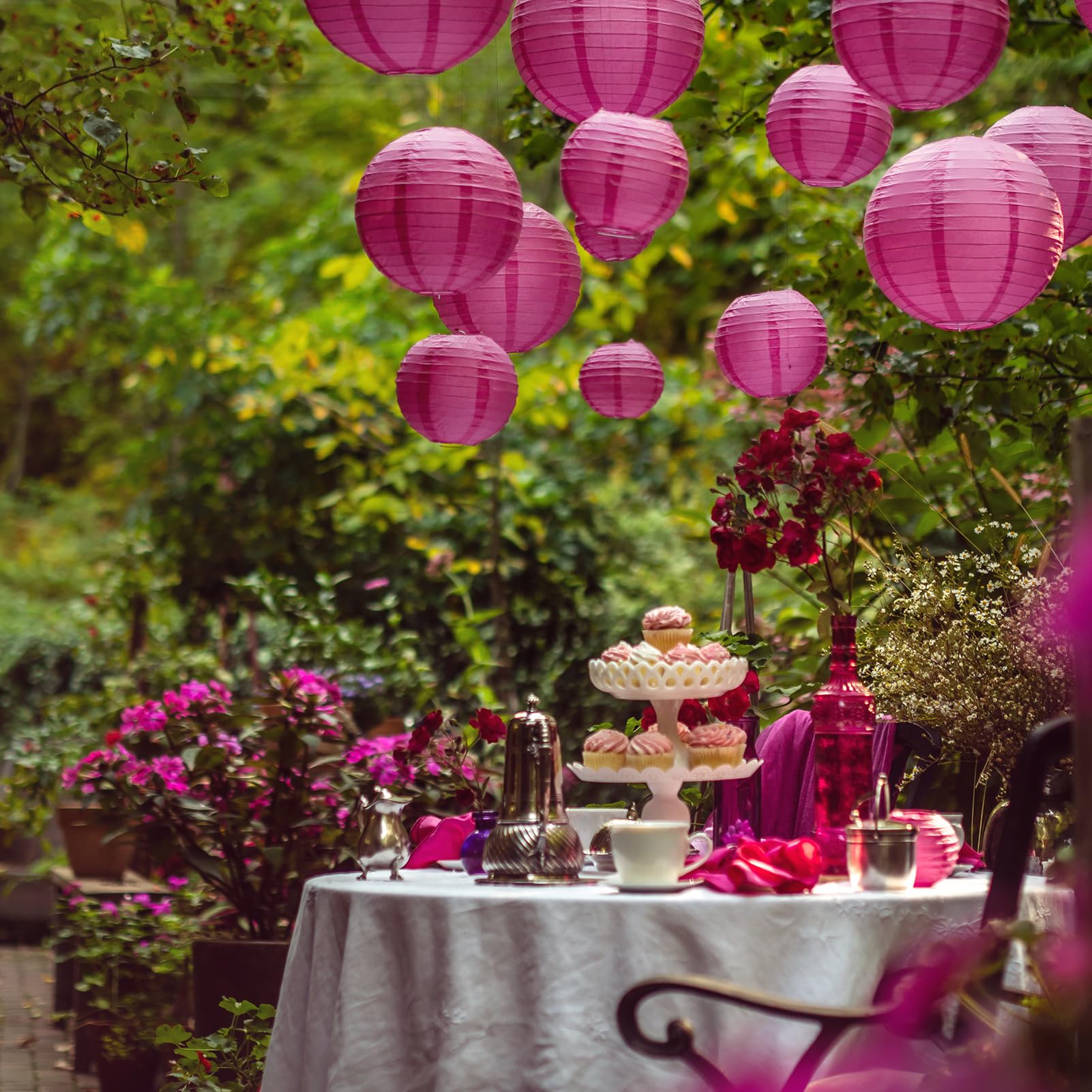 Hot Pink Paper Lanterns - 25 Piece Set - Hot Pink Party Decorations For Birthdays, Weddings And Special Occasions By Avoseta