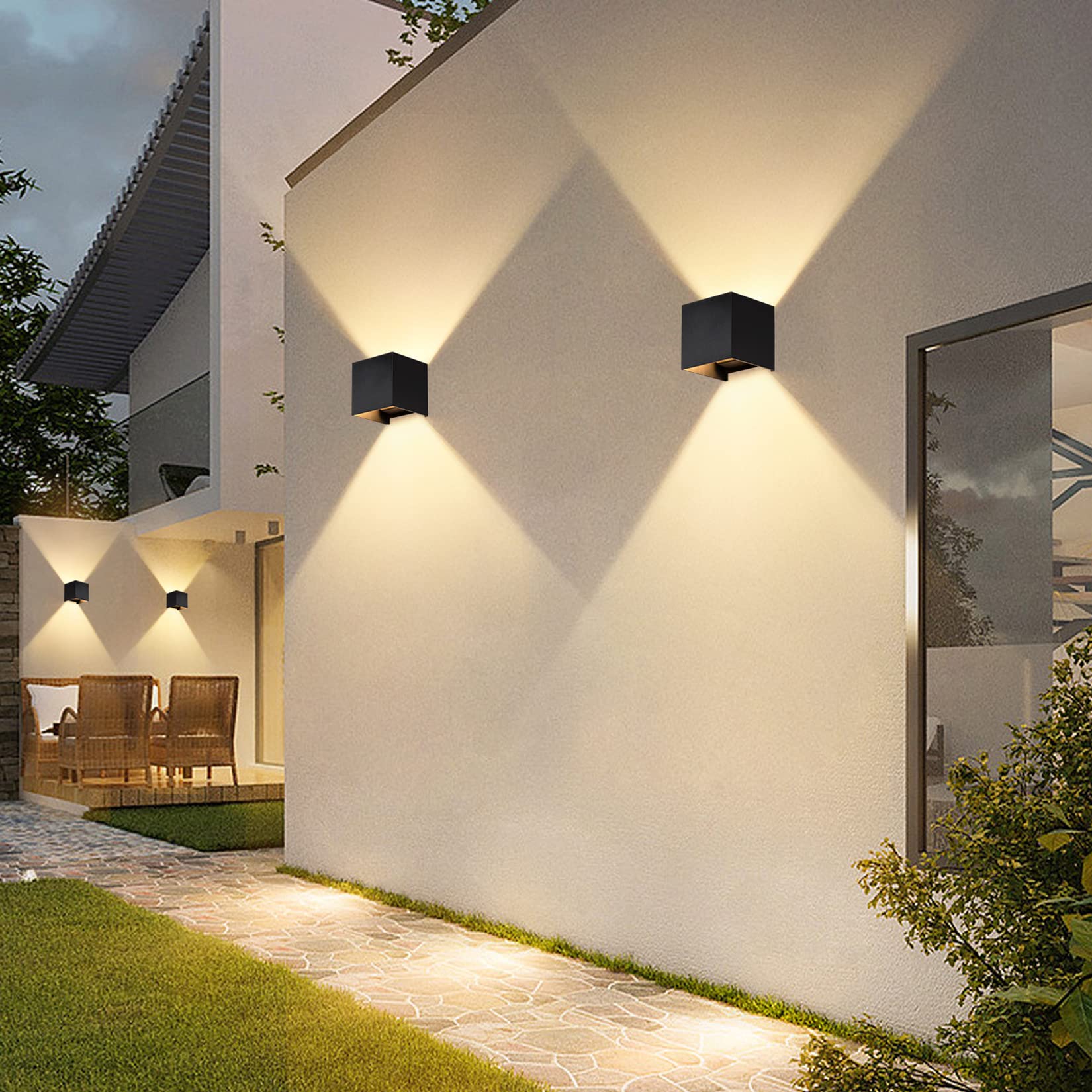 2 Pcs G9 Outdoor Wall Lights Exterior/Interior Wall Sconces Up And Down Lights Ip65 Waterproof Modern Outdoor Lighting Square Al