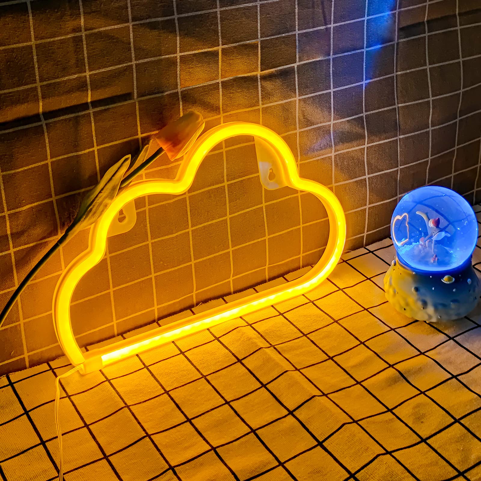 Bernicekelly Led Cloud Neon Light, Yellow, Battery/Usb Powered, Wall Decor For Bedroom, Model Yyi-50