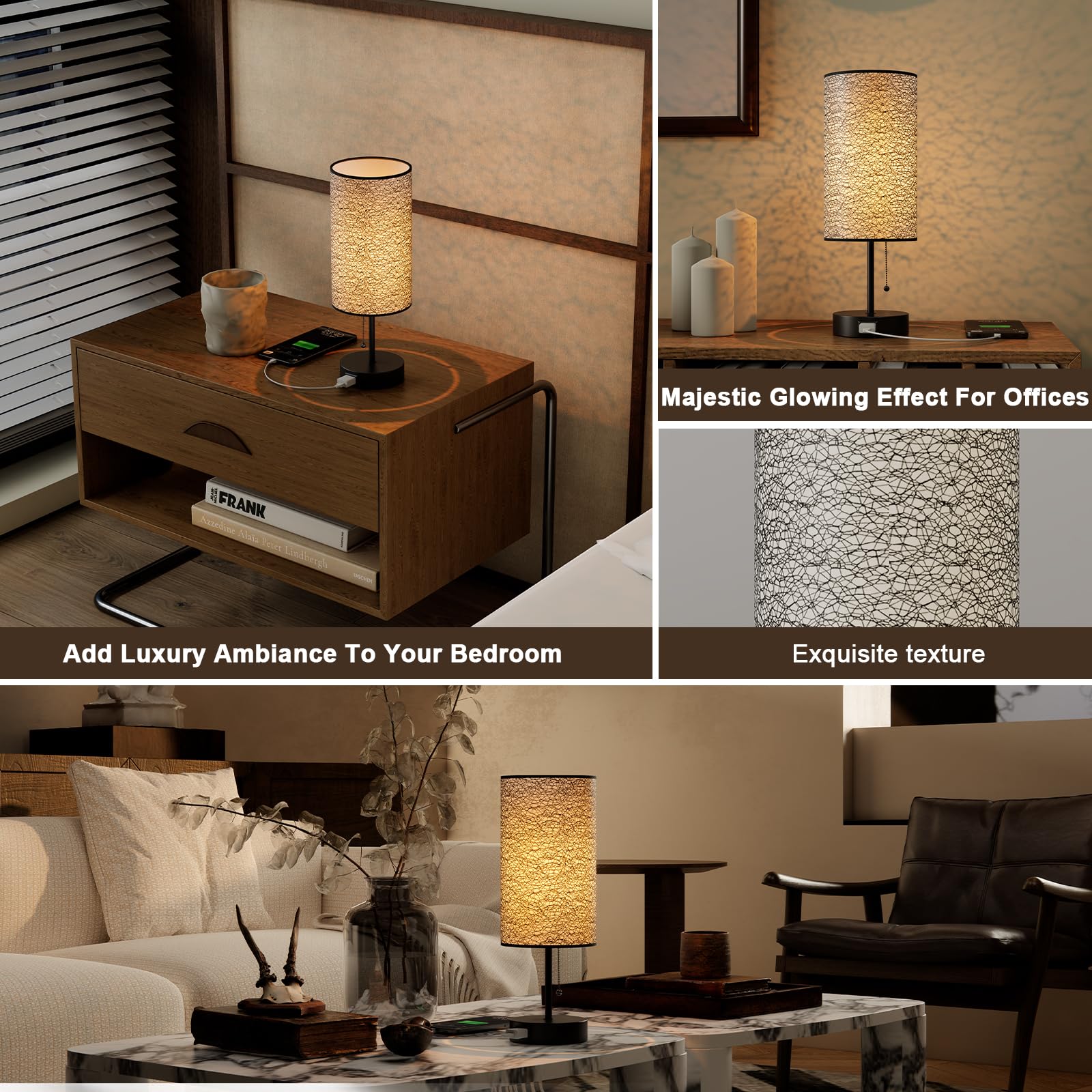 Yidpu Table Lamp For Bedroom,Nightstand Lamp For Bedside With Ac Outlets,Adjustable 3Color Led Light Desk Lamp For Home Decor,In