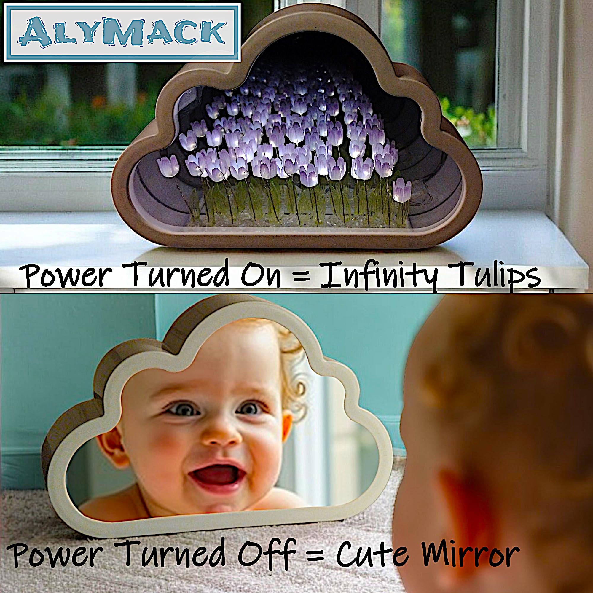 ALYMACK Tulip Lamp - Handmade Flower Night Light, USB, Purple, Model AM2, Plastic, Gift for Women or Girls