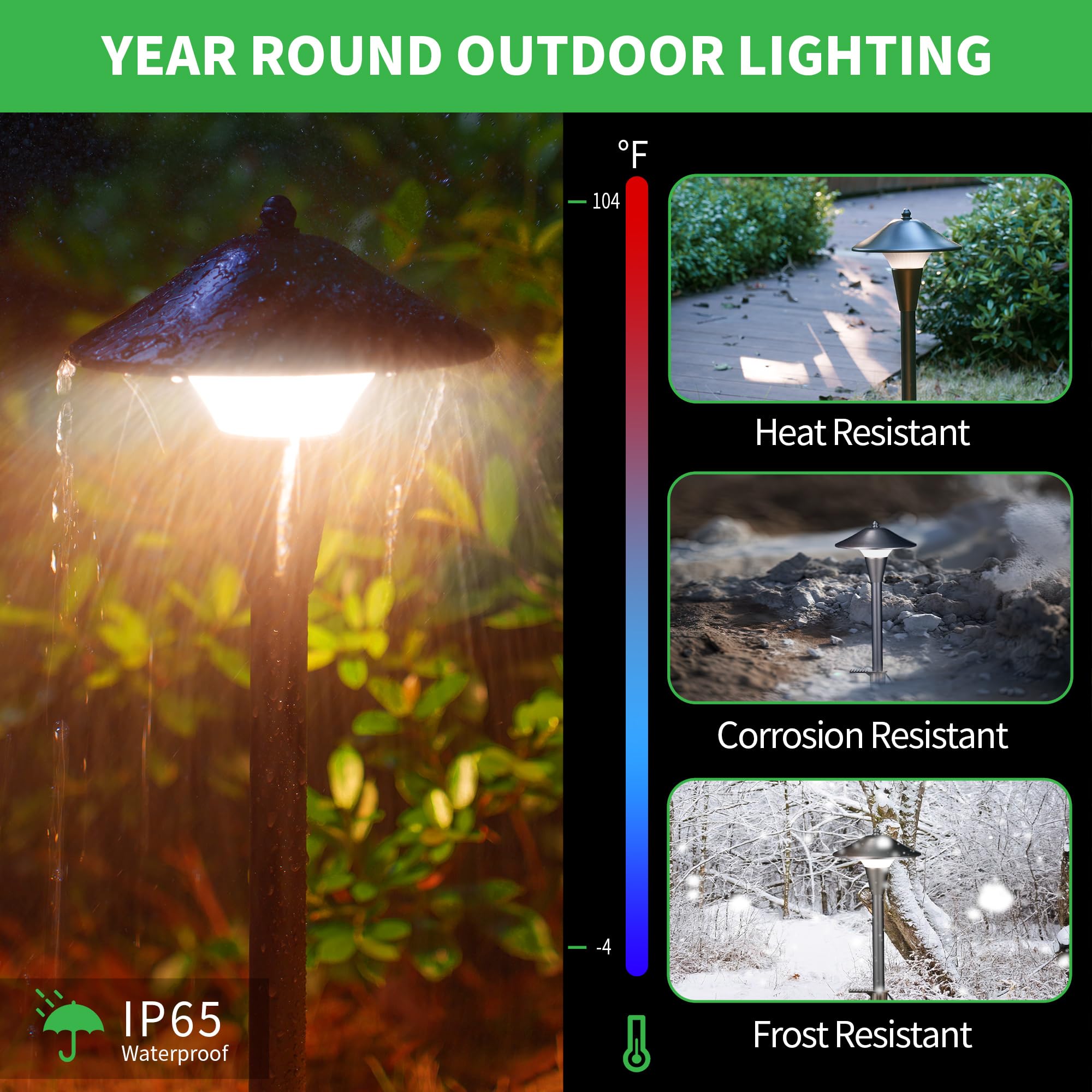 Varmtalys Outdoor Pathway Lights Wired 12V, 2700K/3000K/3500K/4000K/5000K Selectable Landscape Path Light Led, Waterproof Walkwa