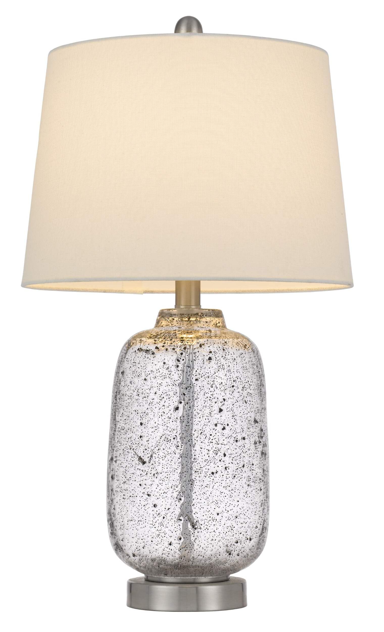 HomeRoots Nickel Metal Table Lamp with White Empire Shade, Model 524732, 24 in.