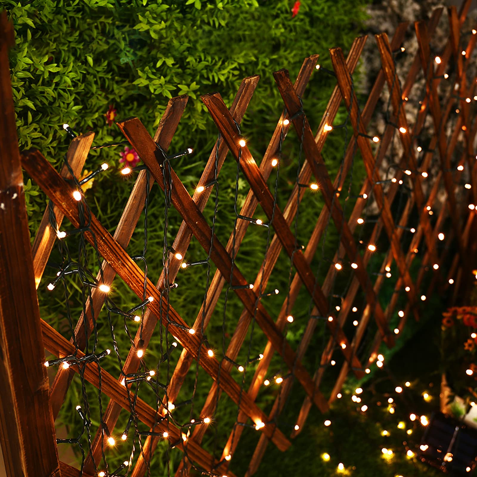 Flacchi Solar Christmas Lights, 400 LED, 8 Modes, Waterproof, 2 Pack, Warm White, Outdoor String Lights for Garden and Patio