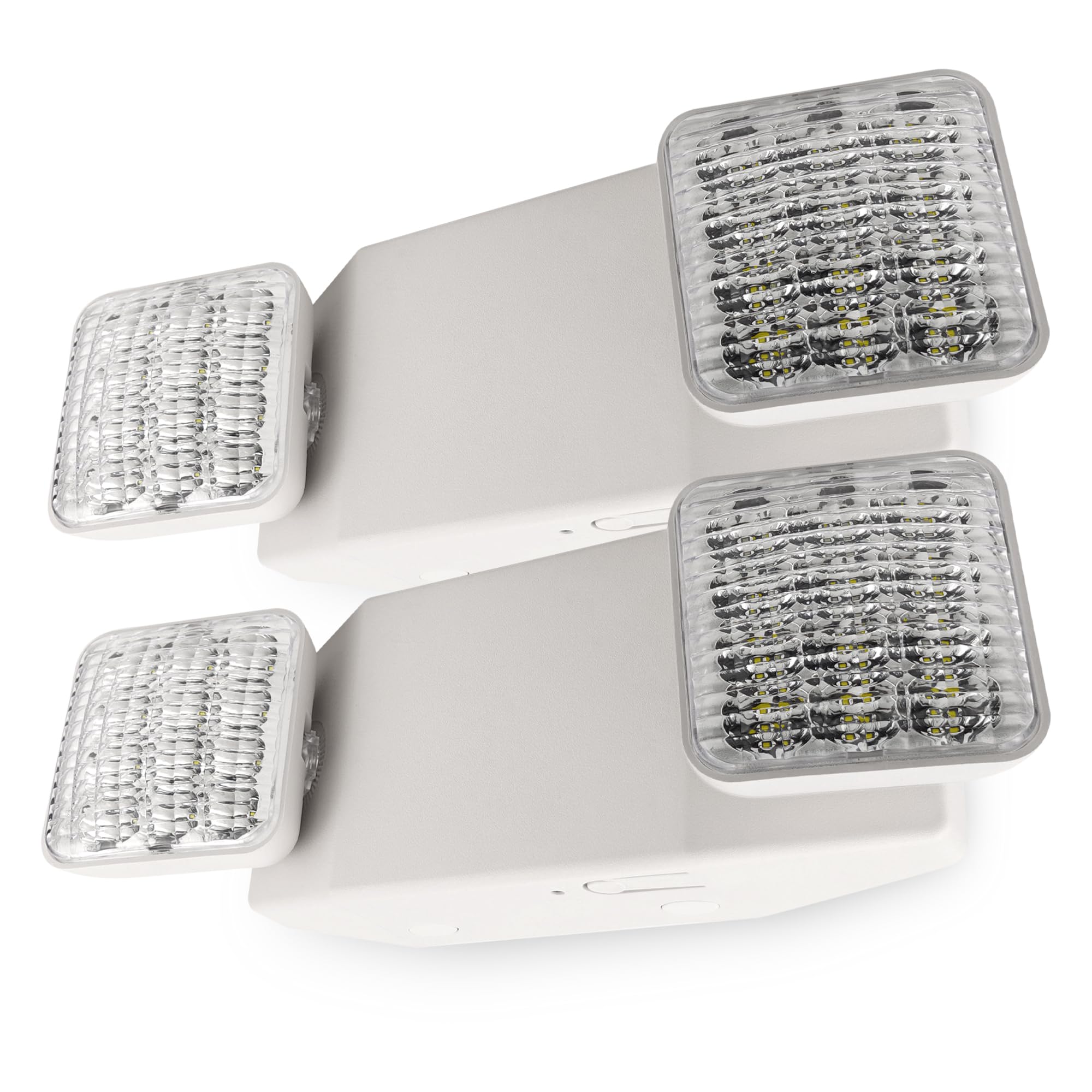 Lfi Lights Emergency Lights For Business, Led Emergency Light With Battery Backup, Ul Listed, Adjustable Led Heads, White Housing, Commercial Indoor Lighting, 2 Pack