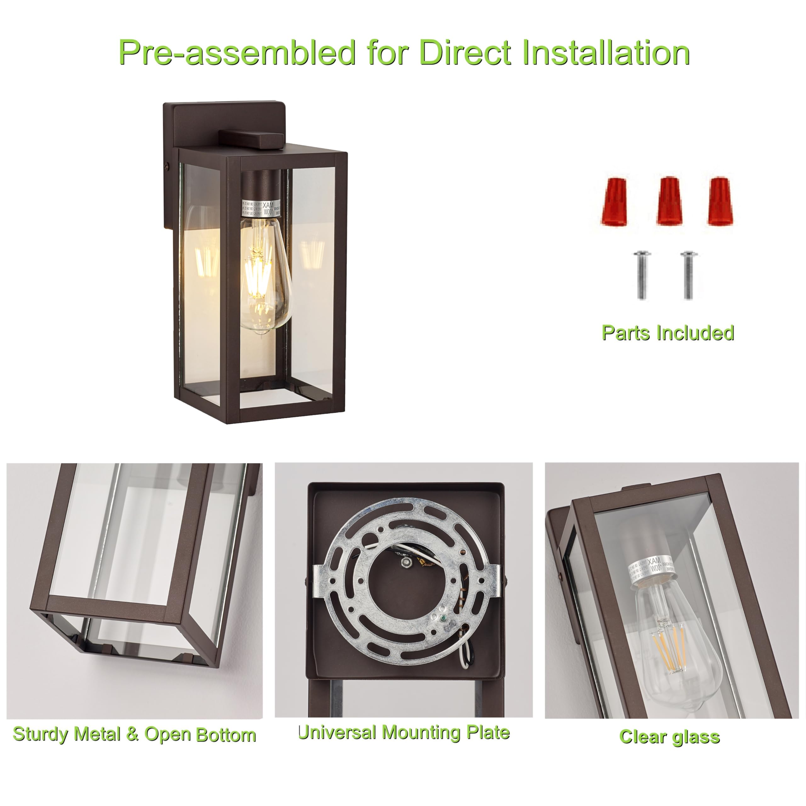 Goldhill 2 Pack Oil Rubbed Bronze Outdoor Porch Lights Wall Mount, Waterproof Outdoor Wall Light Fixture With E26 Base Socket, C