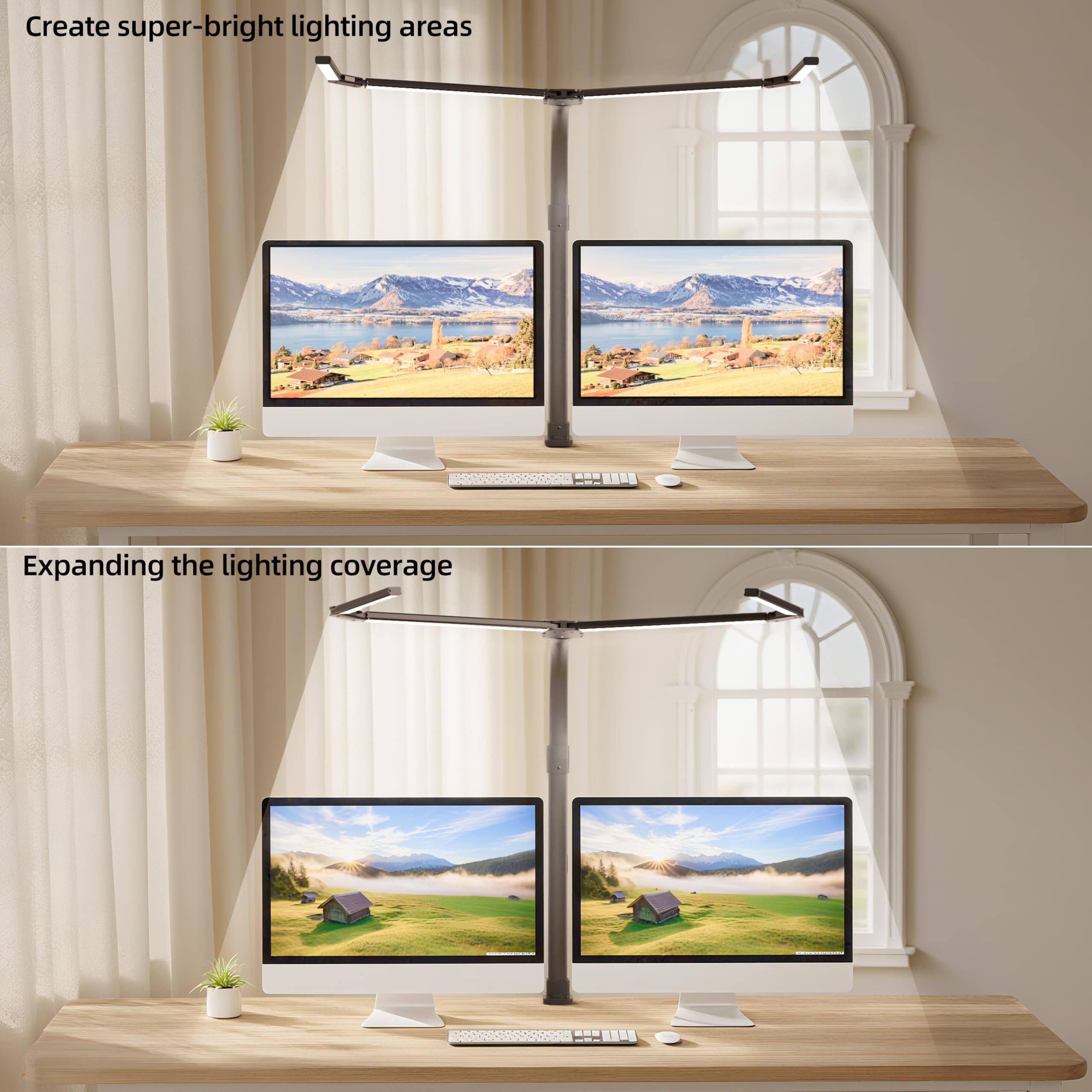 Cjjfaca Office Home Desk Lamp 24W Super Bright Eye-Care Desk Lamp Adjustable Gooseneck Office Led Task Light With Soft Non-Glare Lighting Suitable For Studying Reading (Black)