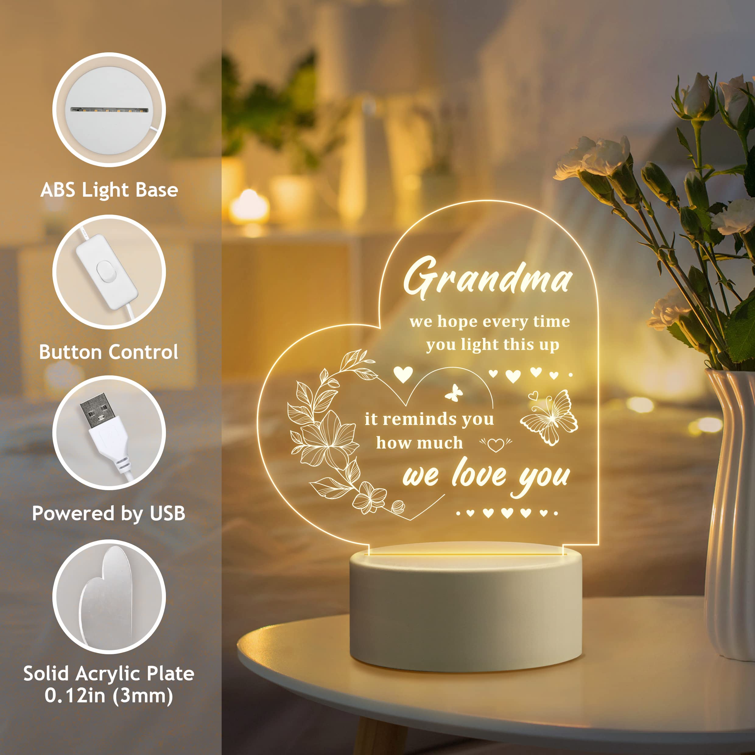 Quaintir Engraved Night Light - Perfect Grandma Gifts For Birthday, Mother'S Day, Christmas