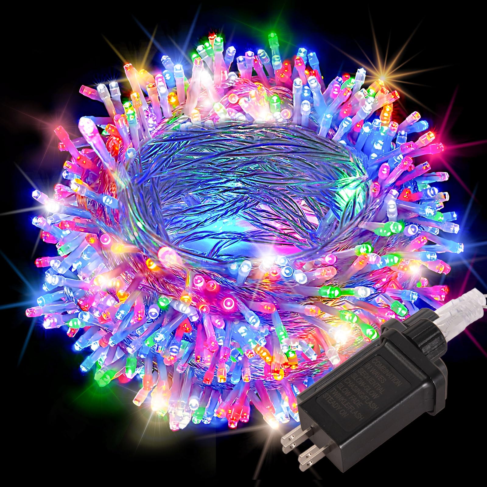 Etinga 100 Led String Lights 33Ft Multicolor  Plug In Fairy Lights With 8 Modes  Indoor Outdoor Christmas Lights For Tree Bedroom Patio Yard Holiday Party Decor (Multicolor  100 Led 33Ft)