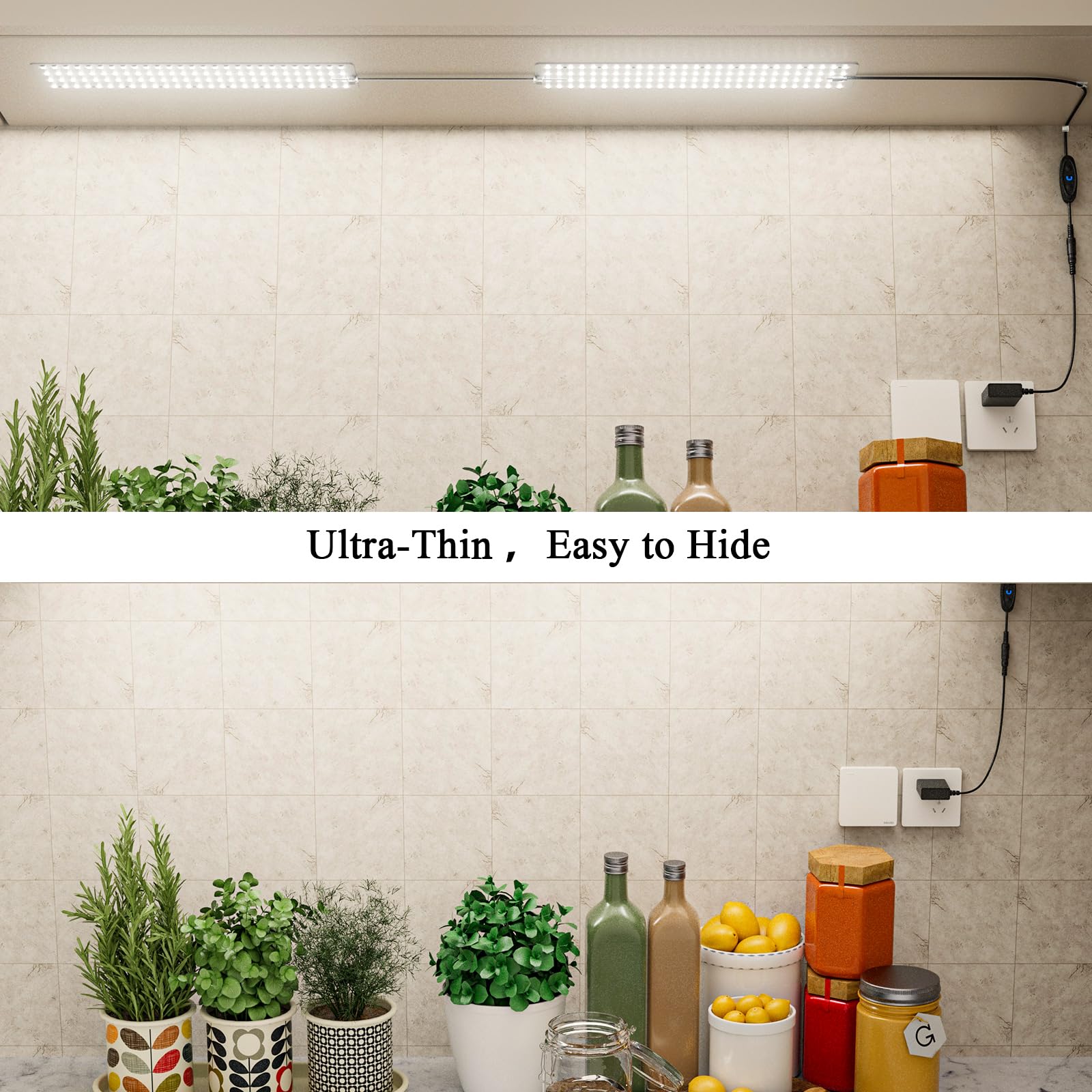 Undercabinet Lights For Kitchen 1000Lm 108 Leds,2-Pack Under Cabinet Lighting Plug In,12In Panel Under Counter Lights For Kitche