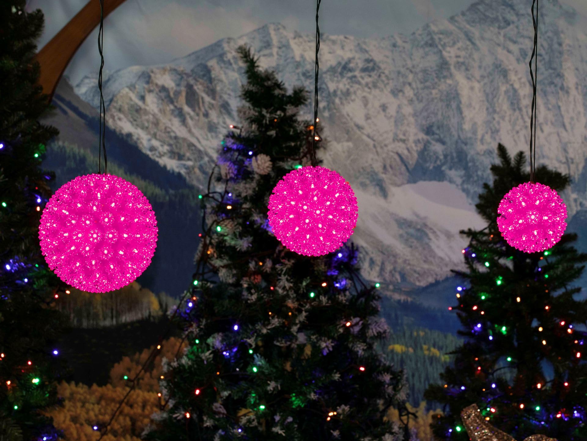 Novelty Lights LED Starlight Sphere 150-Light Ornament Ball Light, Pink, Extra Large, 10in, Model MRD-50A-2, 5ft Hanging Cord