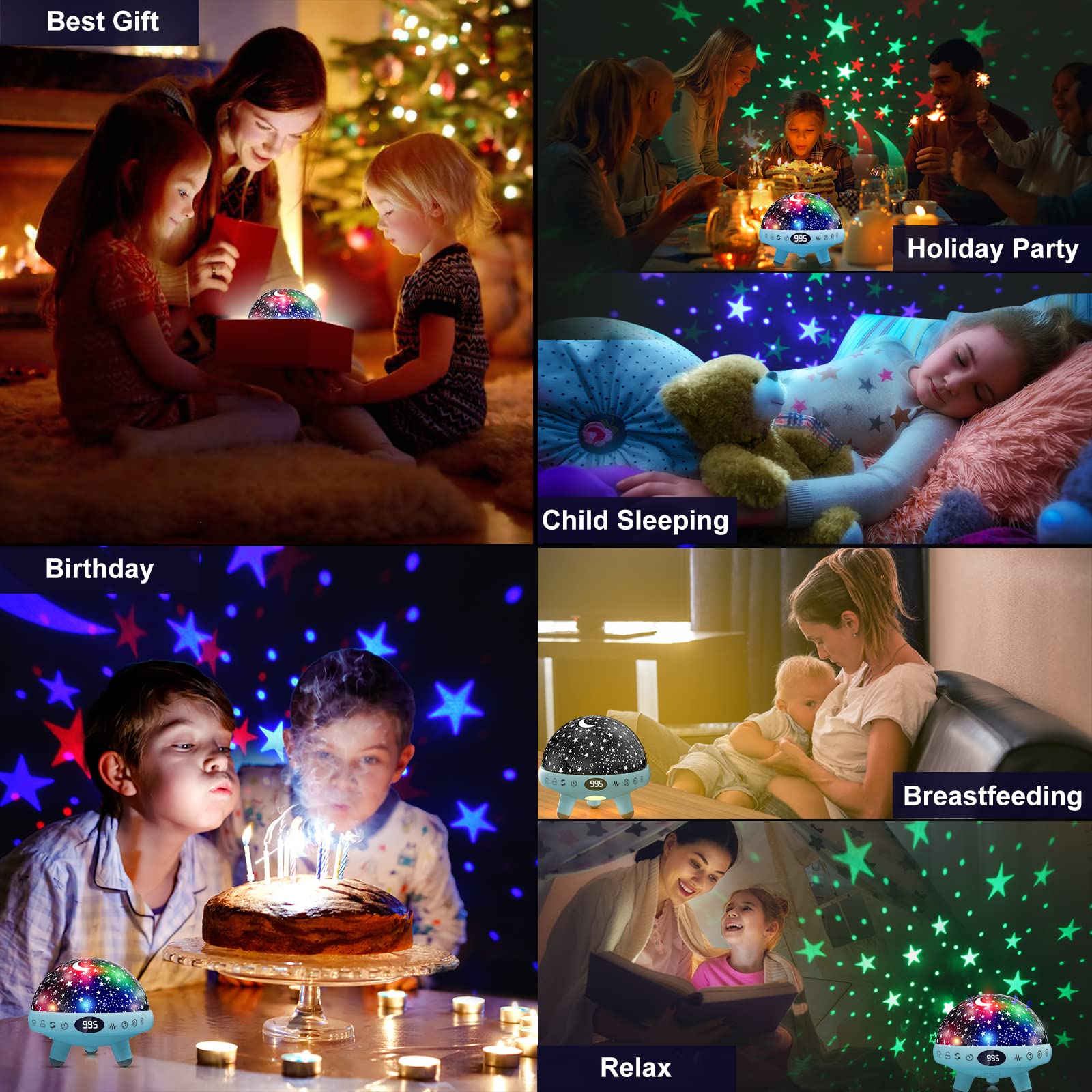 Yachance Kids Night Light Projector With Music, Remote, Timer - Black, Soothing Sounds For Sleep