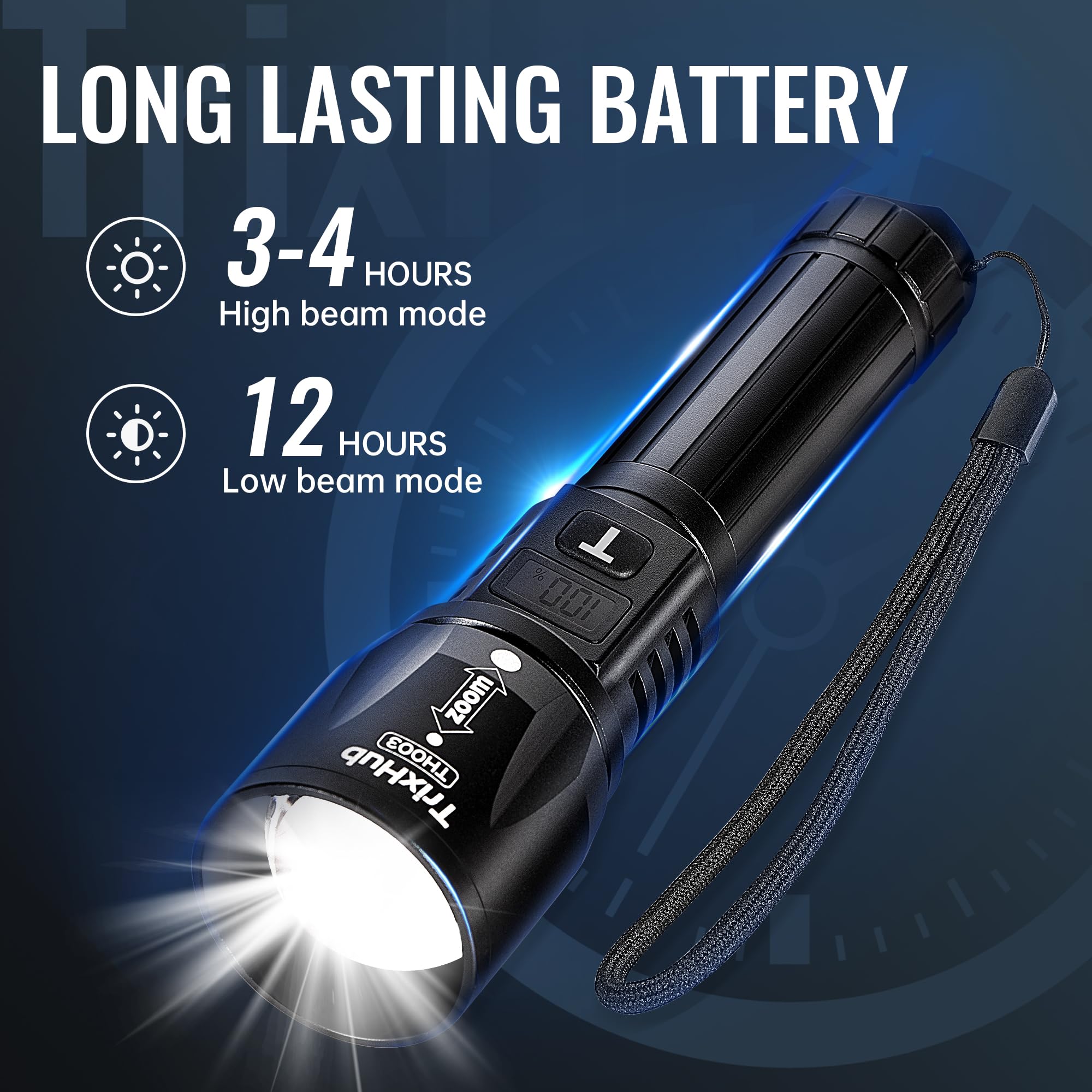 TrixHub Rechargeable Flashlights 2 Pack, 990,000 Lumens, Waterproof, Small, Black, Model TH003