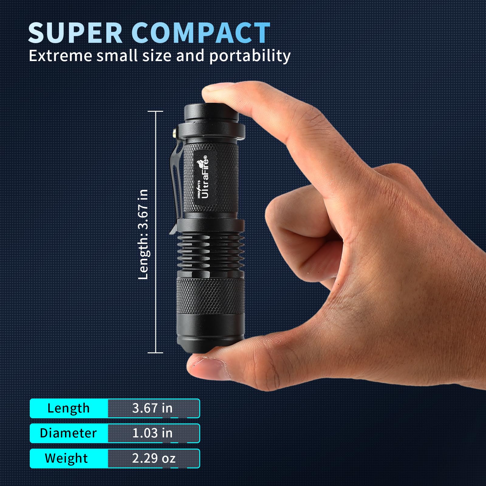 Ultrafire 5 Pack Sk68 Tactical And Small Flashlights,7W 3-Mode Pocket Torch Adjustable Focus Zoom Light Lamp