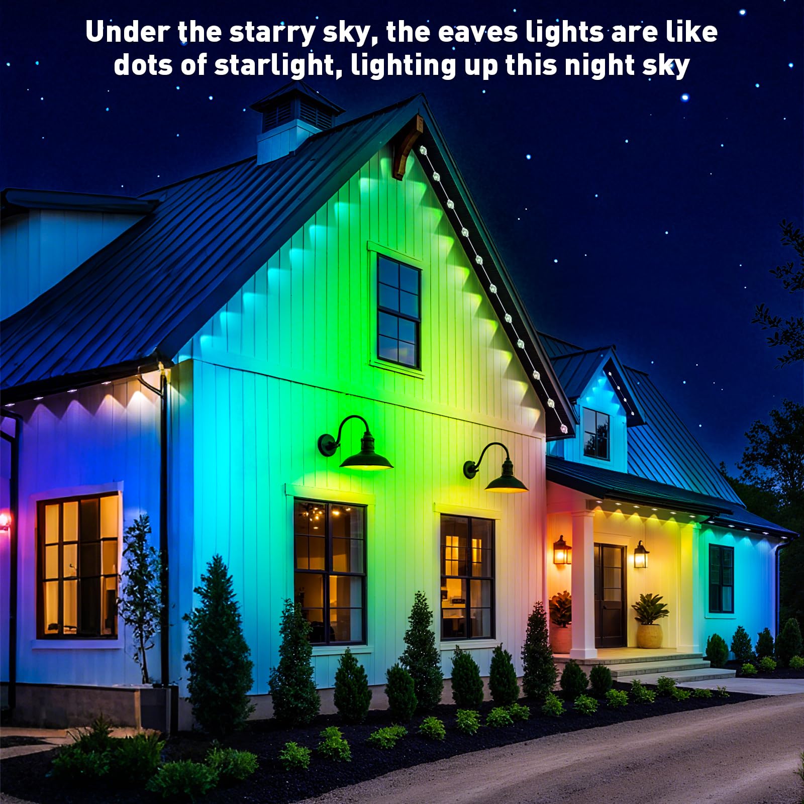 INZIDOL Permanent Outdoor Lights, 300FT RGB Waterproof Smart Lights for Roof, Christmas, Party with Remote APP Control