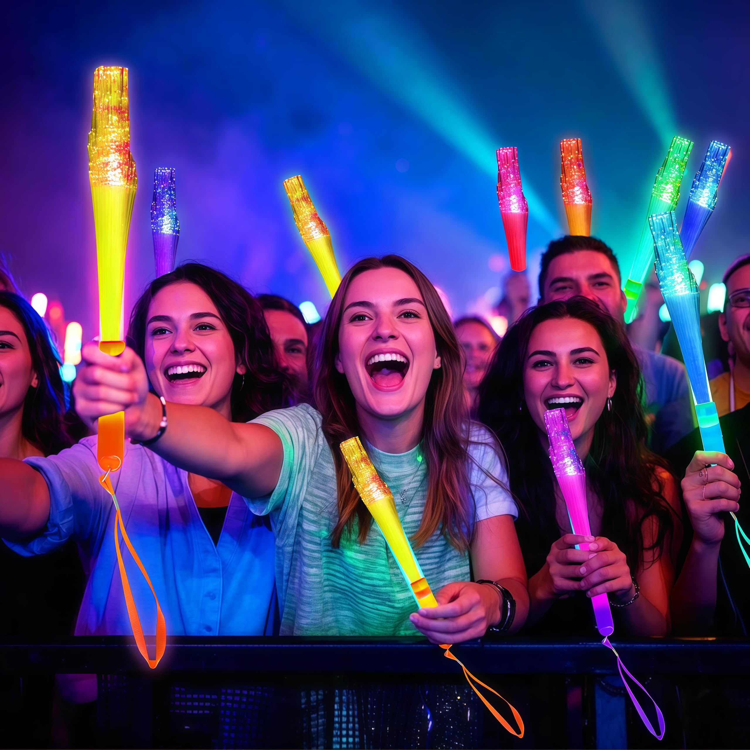 Prolpings 70Pc Glow Fiber Optic Wand Glow Sticks Led Light Up Wand Glow In The Dark Party Supplies Favors 4 Color Neon Light Up Toy Fit Thanksgiving Xmas Holiday Birthday Concert Party