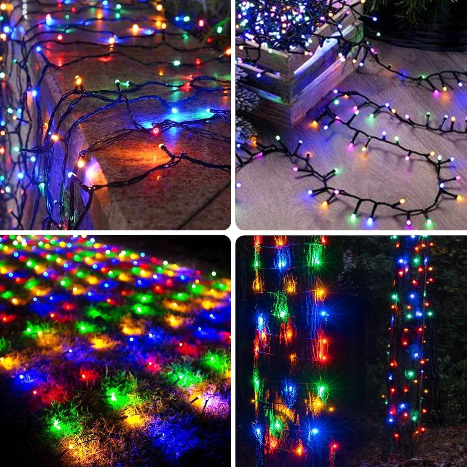 OZS Solar String Lights 240LED 95FT Multicolor Waterproof Green Wire 8 Lighting Modes for Outdoor Xmas Wedding Party Decorations