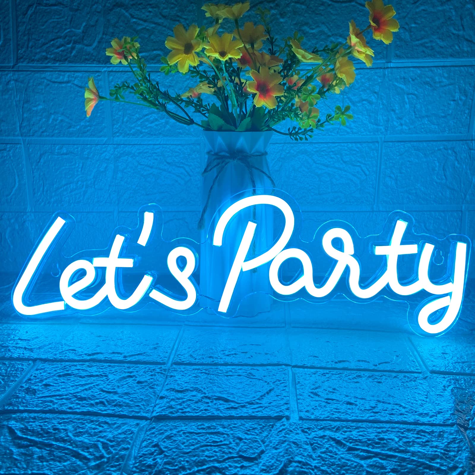 Bernicekelly Let'S Party Neon Sign - Led Wall Decor For Birthday, Engagement, Bachelorette (New Blue)