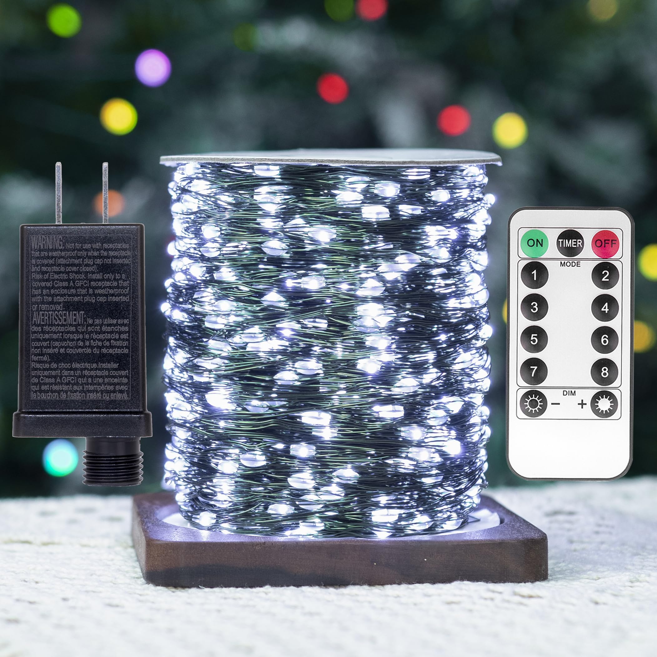 Zeluxdot Fairy Lights Plug In,660Ft 2000 Leds Waterproof String Lights,Green Copper Wire,Led Lights Stirp With Remote 8Modes For Indoor Outdoor Christmas Wedding Birthday Patio Garden Decor,Cool White