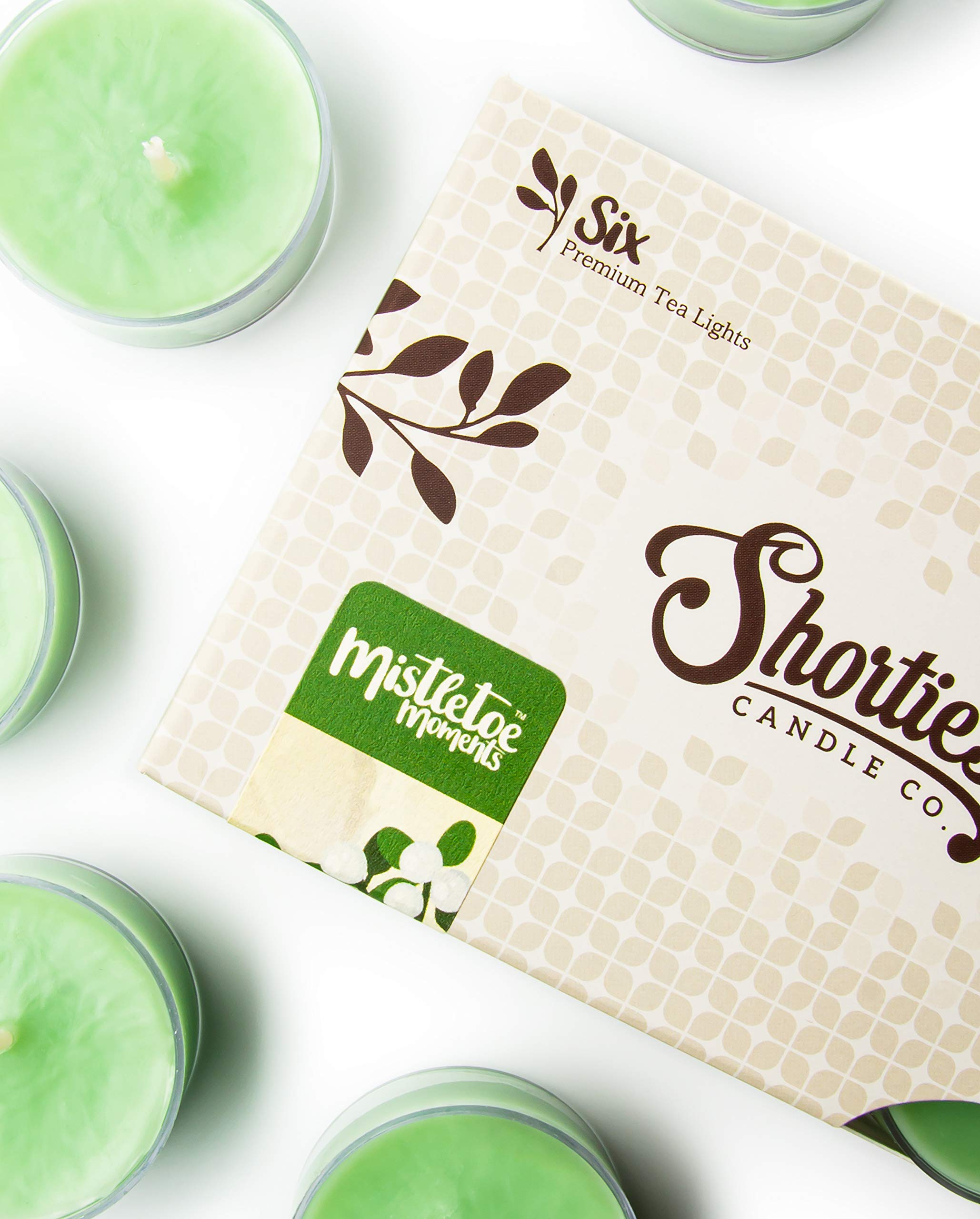 ShortieS Candle Company Mistletoe Moments Tealight Candles - 6 Green Paraffin Wax, Highly Scented With Essential Oils, Holiday Collection