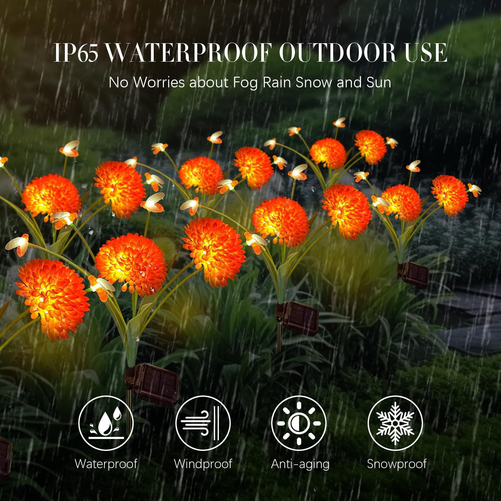 Solar Garden Lights  8 Pack Solar Swaying Bee Lights With Flowers  Waterproof Firefly Light Outdoor For Garden Patio Yard Pathway Fall Decoration  Gifts For Women Mother S Day