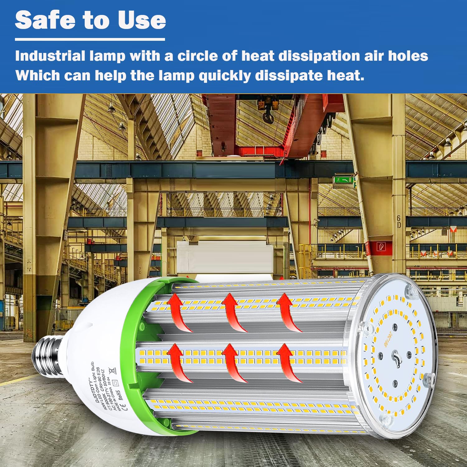 Djdtdty 120Wled Corn Bulb, E26 Base With E39 Adapter, 5000K 18000Lm Led Light Bulb For Garage Warehouse Workshop Barn (120Watts)