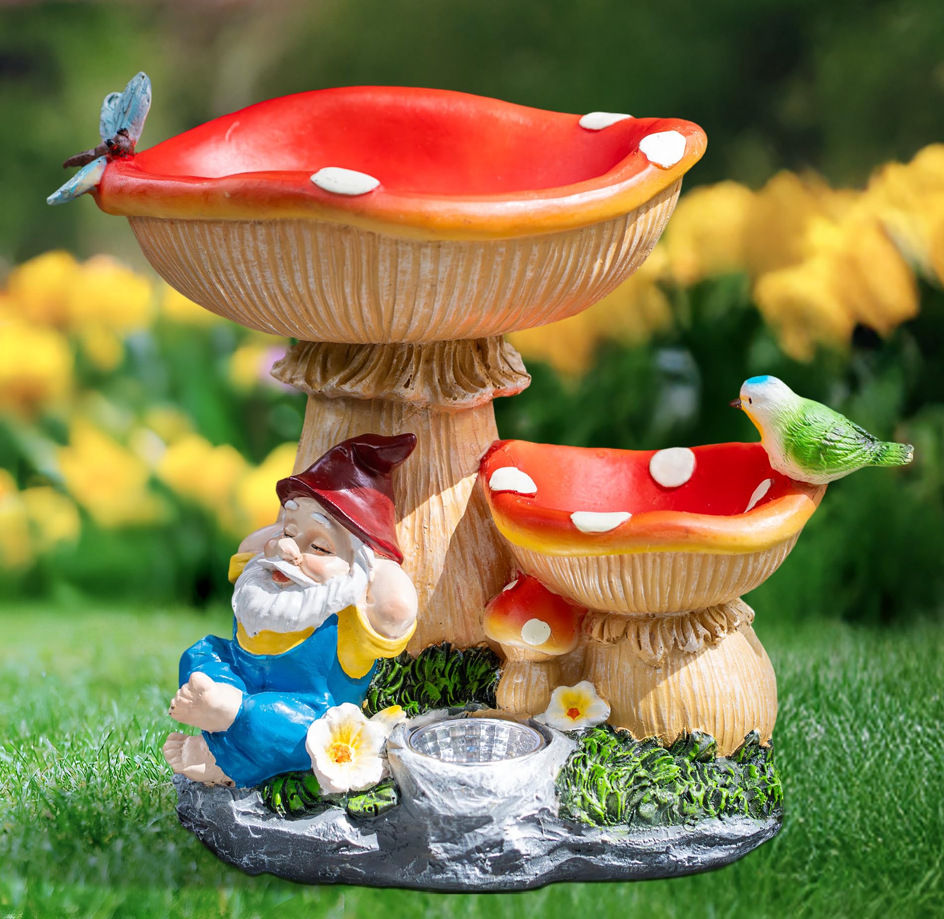 Zqqlite Solar Gnome Statues Figurine Lights - Garden Lighting Outdoor Decorations  Gnome Sleeping Under Mushroom  Yard Art Lawn Ornaments For Porch Patio Balcony - Gnome Gifts For Women Mom