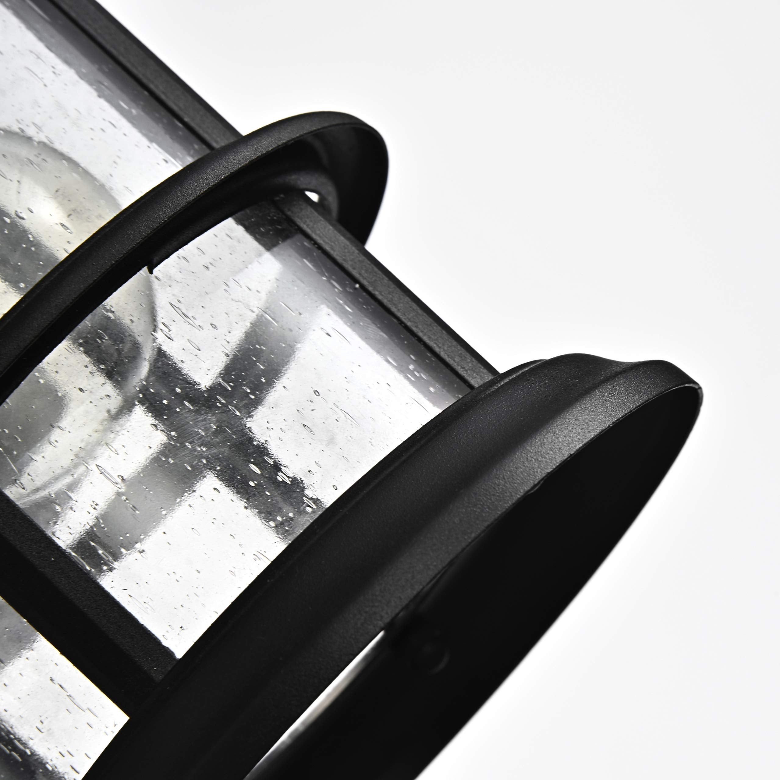 Micsiu Outdoor Wall Light Fixture - 10 Waterproof Black Aluminum With Clear Seedy Glass For Porch, Patio, Backyard - Model A