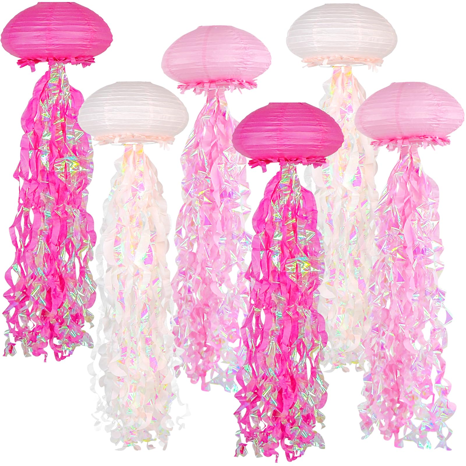 ADLKGG Jelly fish Paper Lanterns, Under the Sea Party Decortions, 6pcs Hanging Medusa Paper Lantern for Mermaid Underwater World