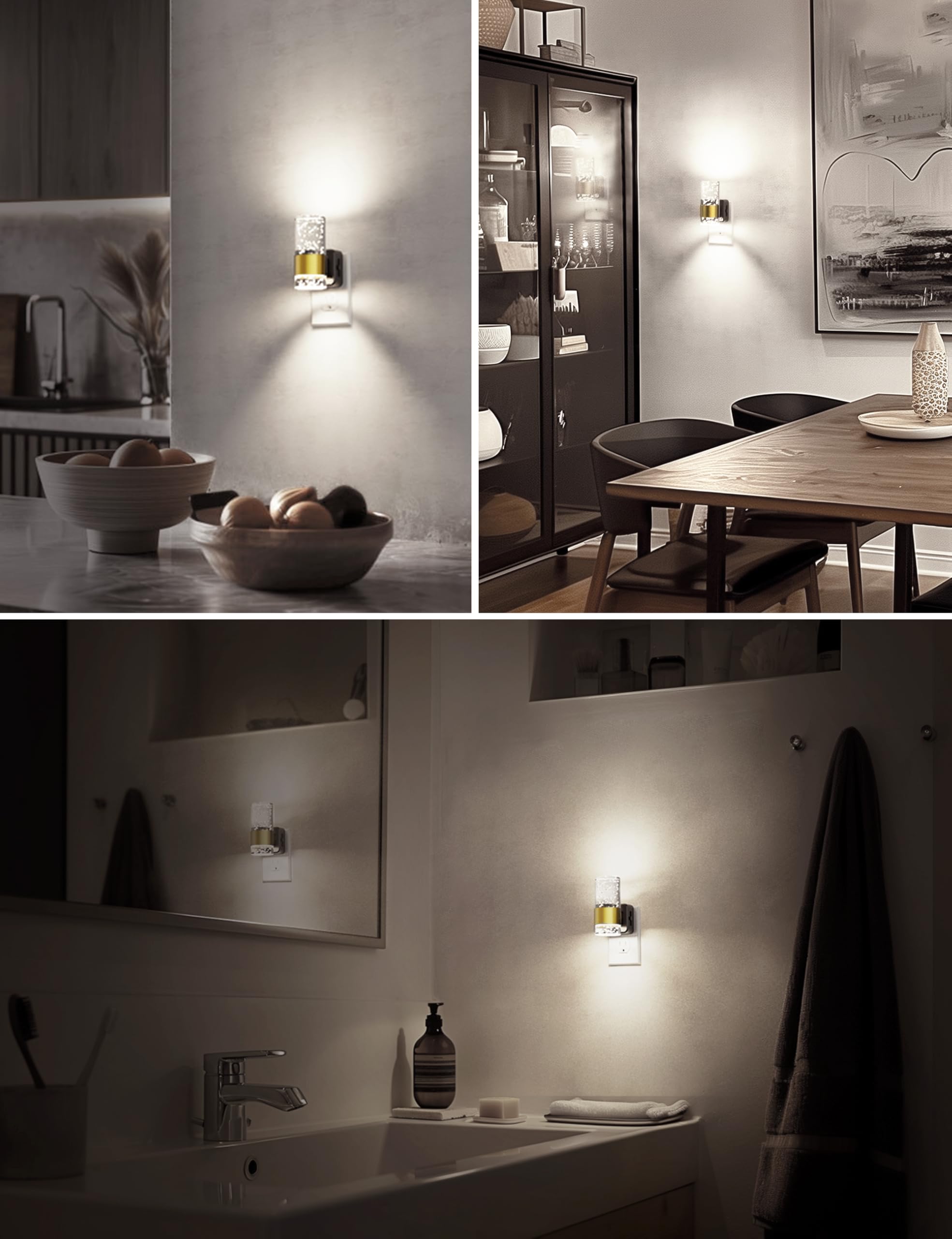 Night Lights Plug Into Wall, White Light Led Night Light With Adjustable Brightness, Plug In Night Light With Auto Light Sensor,