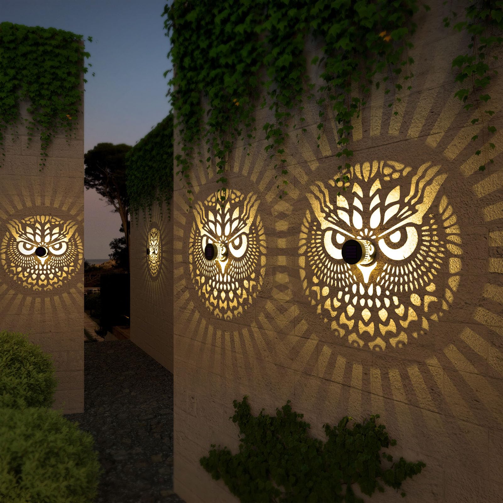 Gardencave Solar Fence Lights - 4 Pack Owl Theme Waterproof Outdoor Decor, Model Fence1